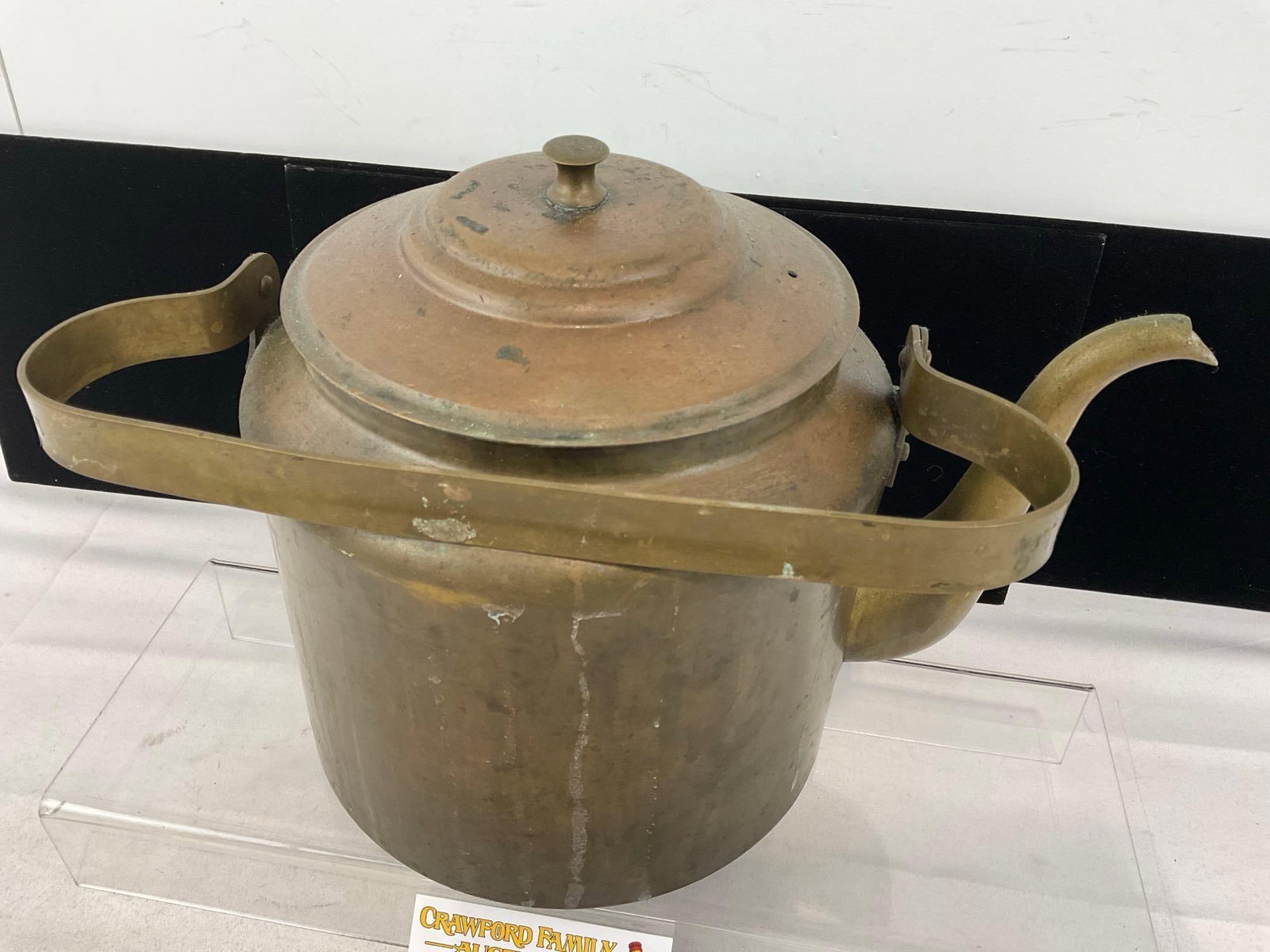 Antique Hand Forged Brass Tea Kettle, 9h x 14w x 9d inches - 2