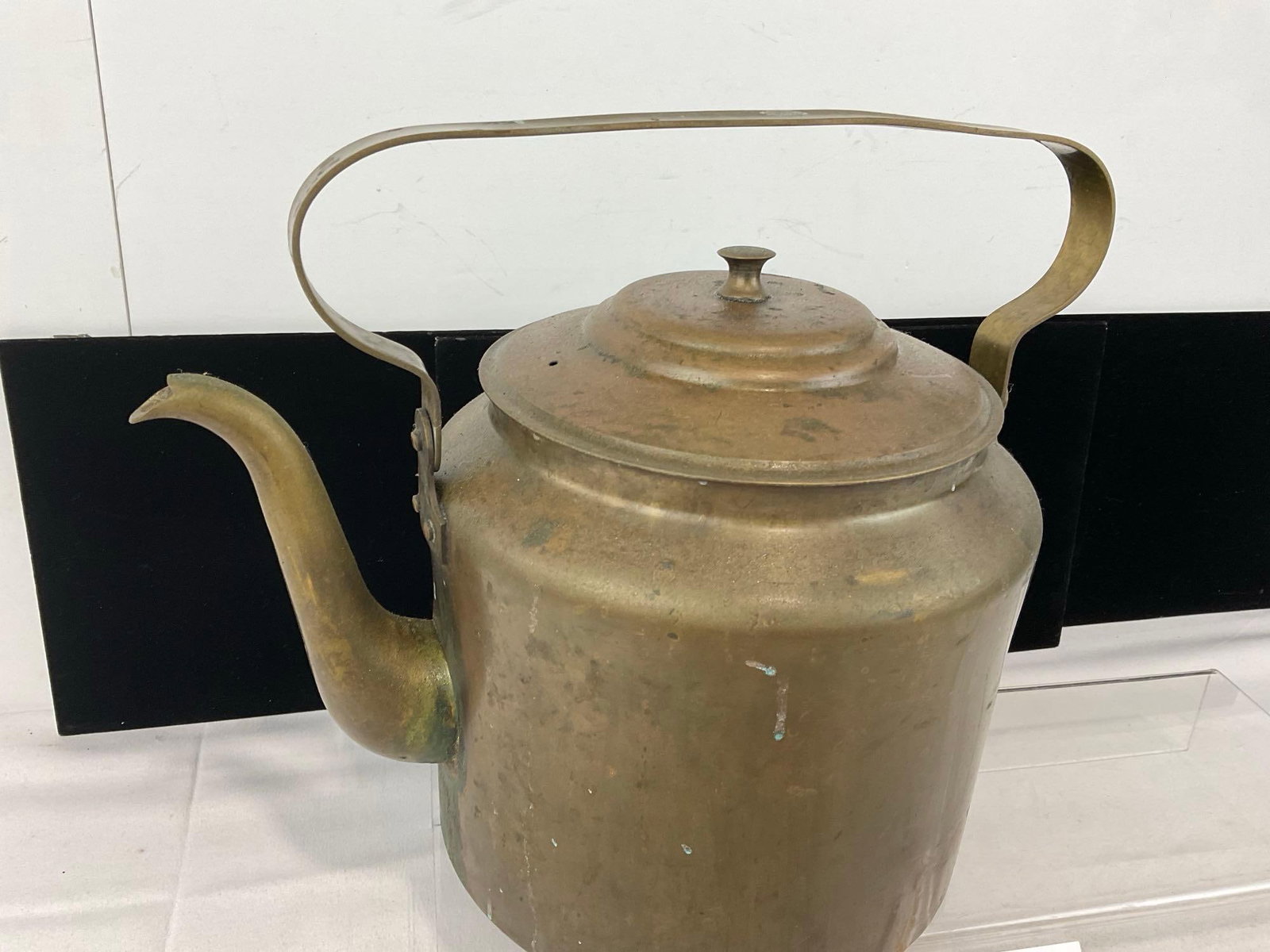 Antique Hand Forged Brass Tea Kettle, 9h x 14w x 9d inches - 3