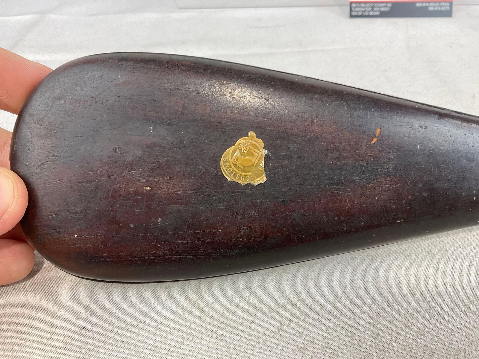 Chinese 19th Century Opium Scale Set, Paddle shape case, Metal pan & weight, Wood balance rod - 2