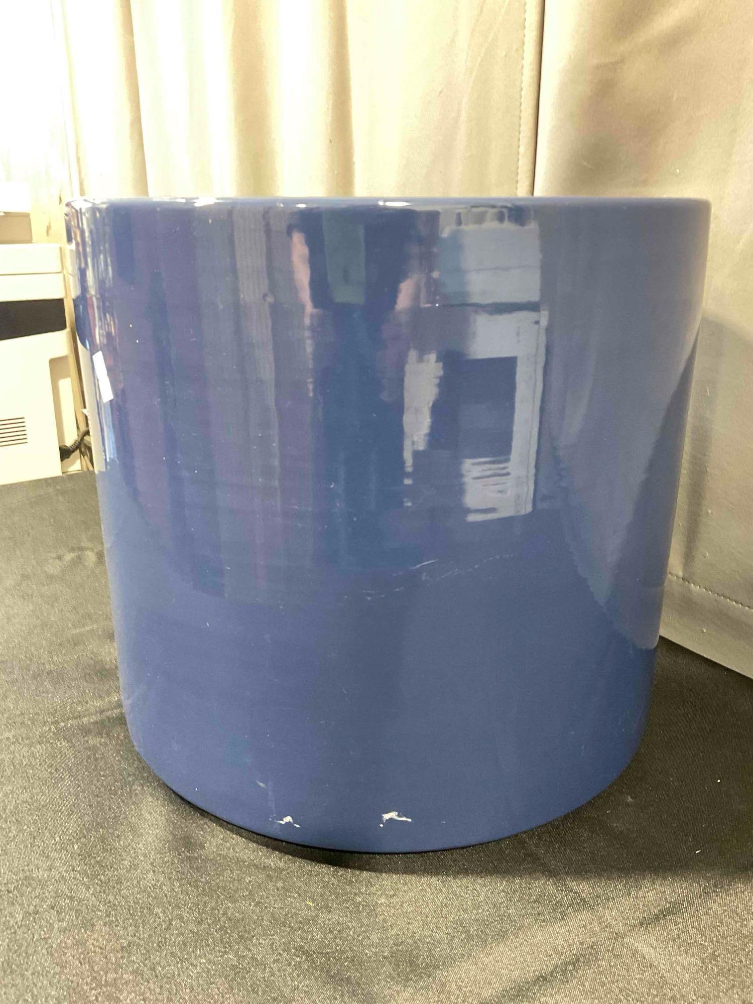 Large Vintage Lovely Blue Glazed Ceramic Planter Pot. Measures 13" x 13" x 13" See pics. - 3
