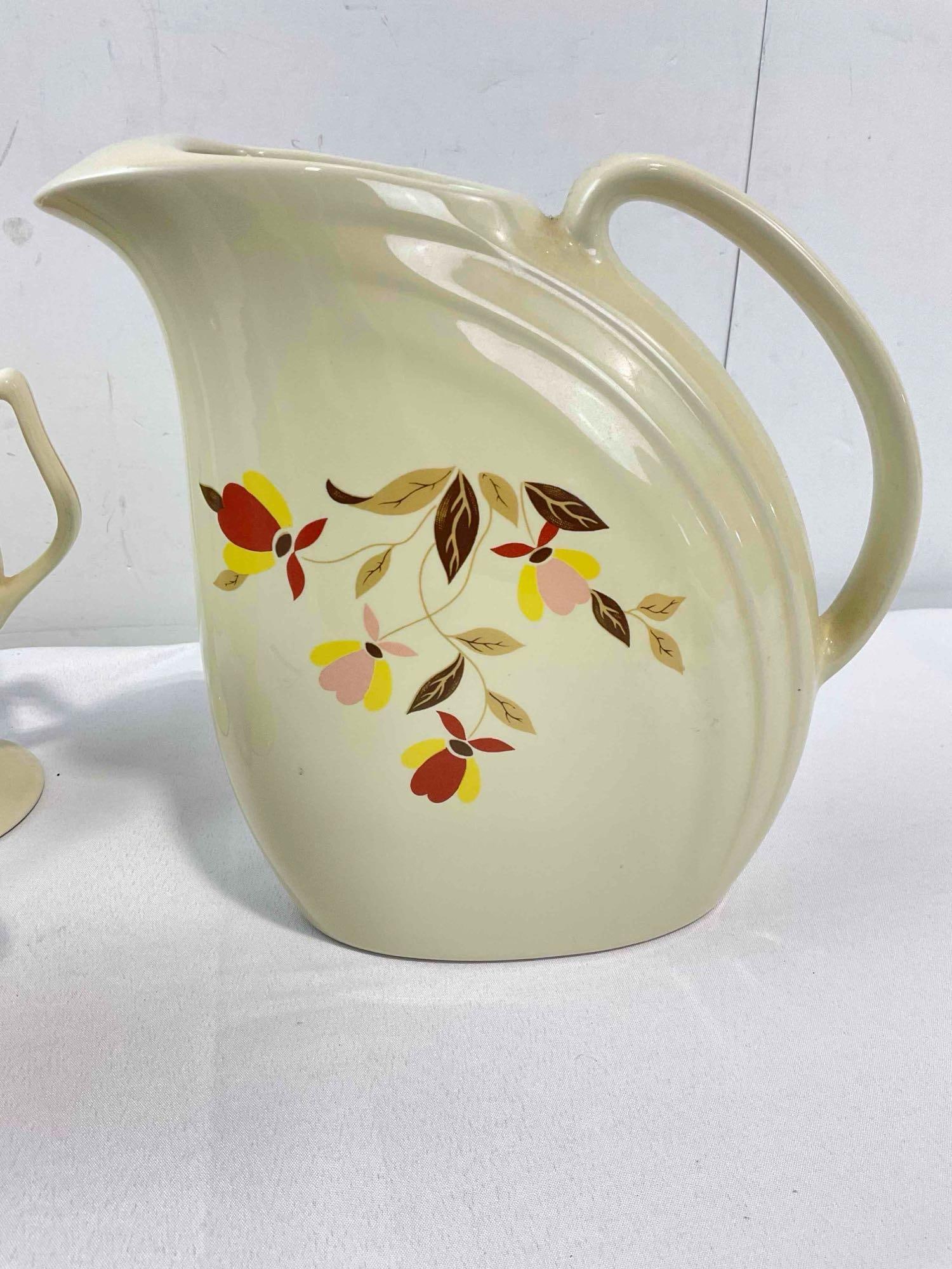 9 pcs Vintage Hall China Ceramics, incl. 8x Irish Coffee Mugs & 1x Pitcher w/ Autumn Leaf Pattern. - 7