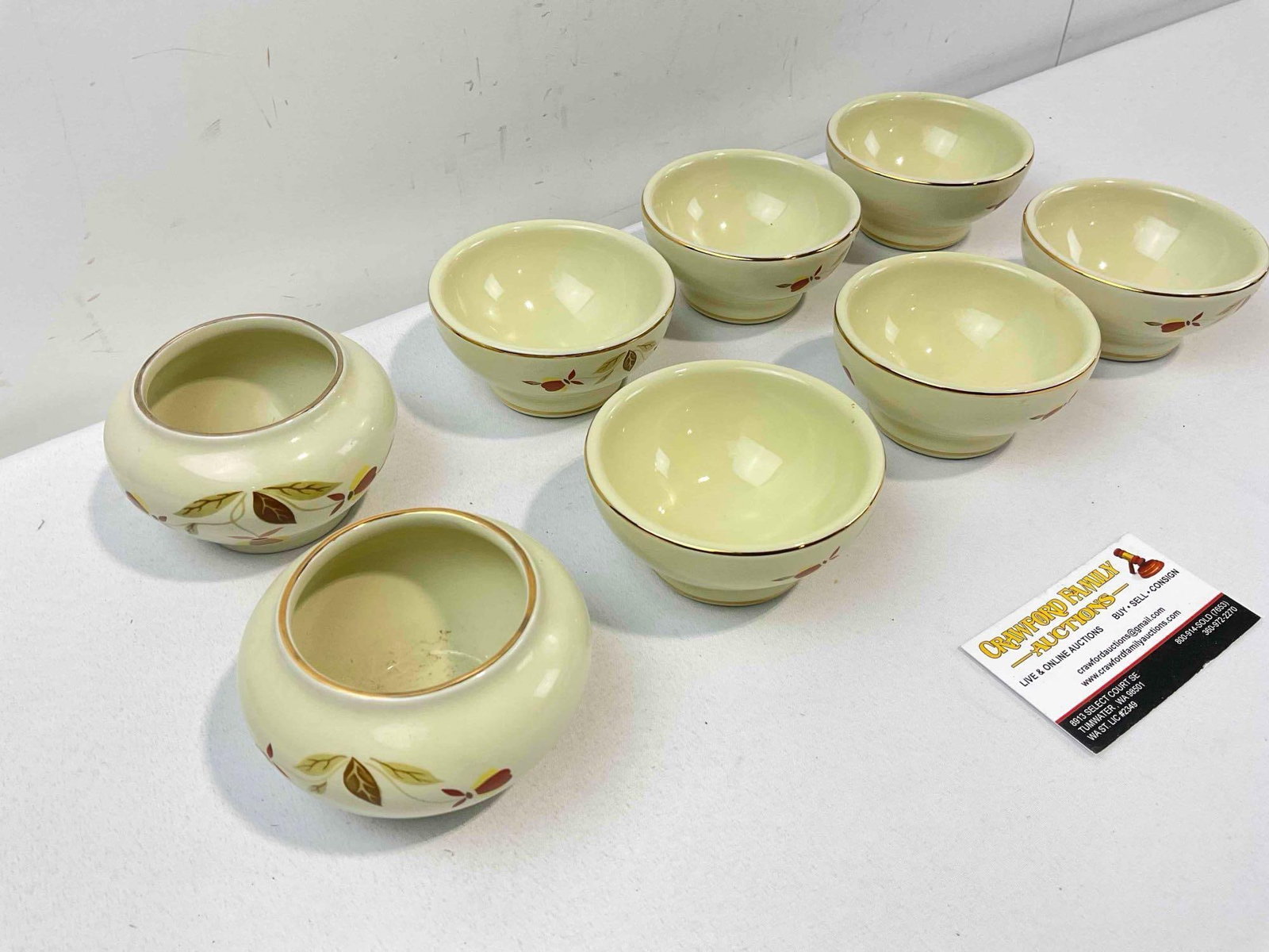 8 pcs Hall China & Ceramic Specialties Bowls in Autumn Leaf Pattern. Good Condition. See pics. - 2