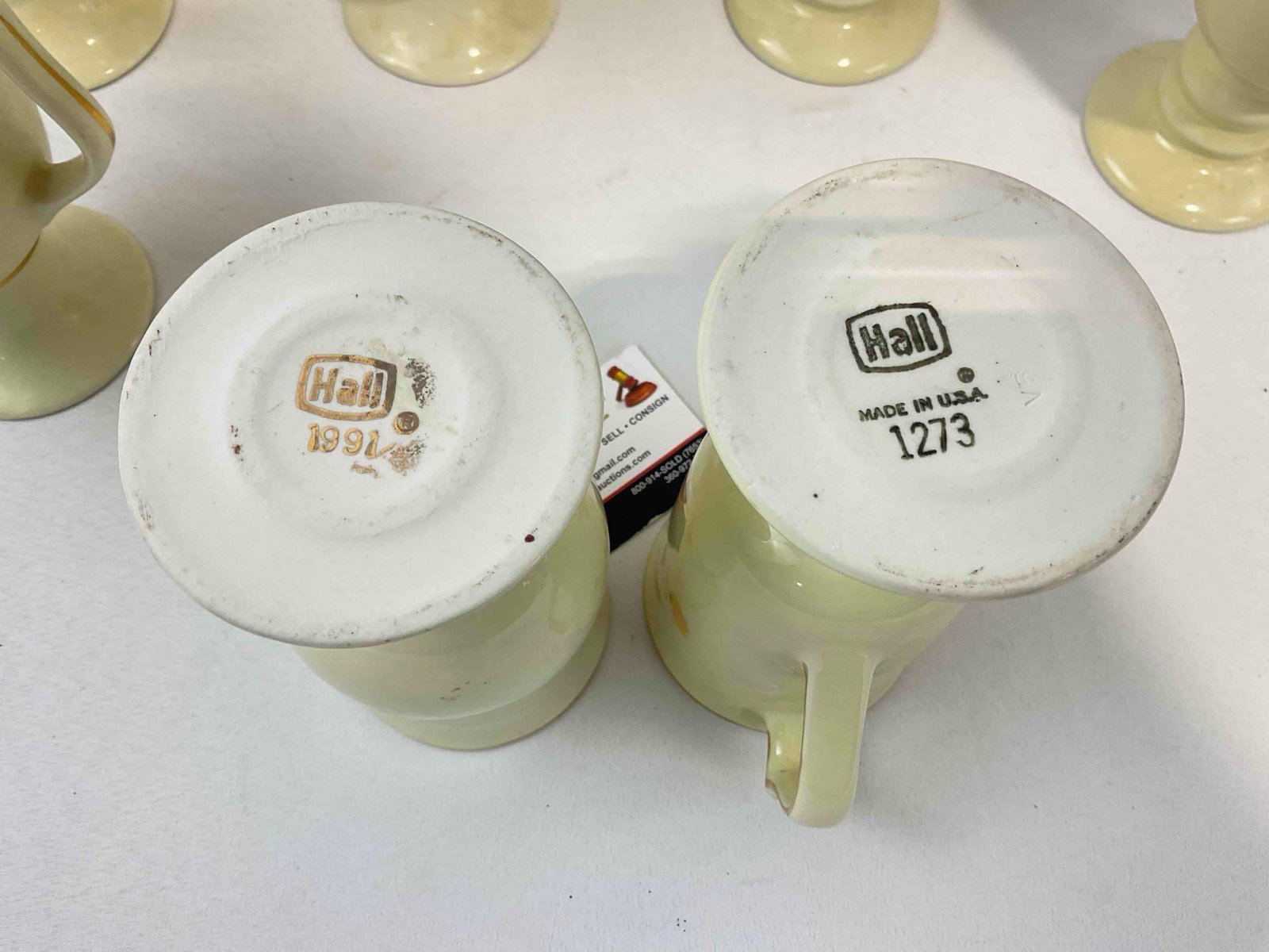 7 pcs Vintage Hall China Ceramic Irish Coffee Mugs w/ Autumn Leaves Pattern. Good Condition. - 4