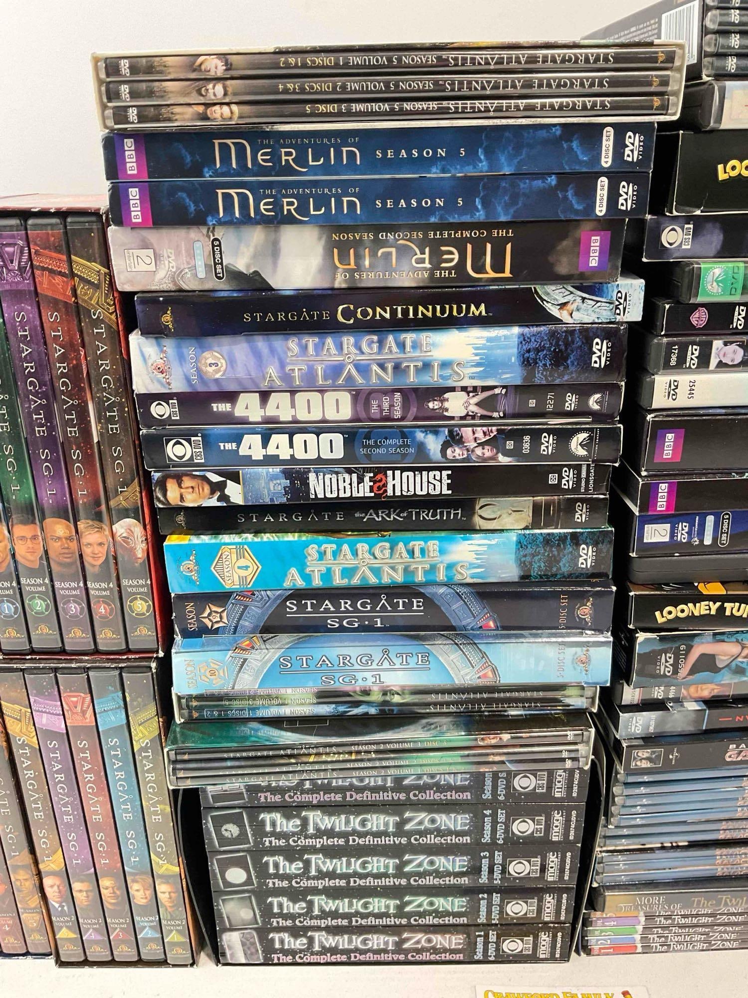 50 pcs DVD Movie & TV Show Collection, incl. Stargate SG 1, The Twilight Zone, The 4400 & More! - 4