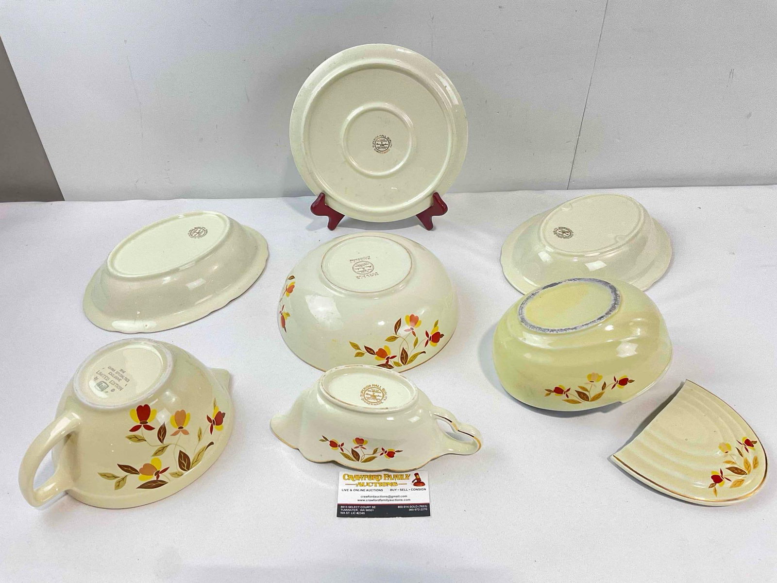 7 pcs Vintage Ceramic Assortment w/ Hall China's Autumn Leaf Pattern, incl. Bowls & More! - 5