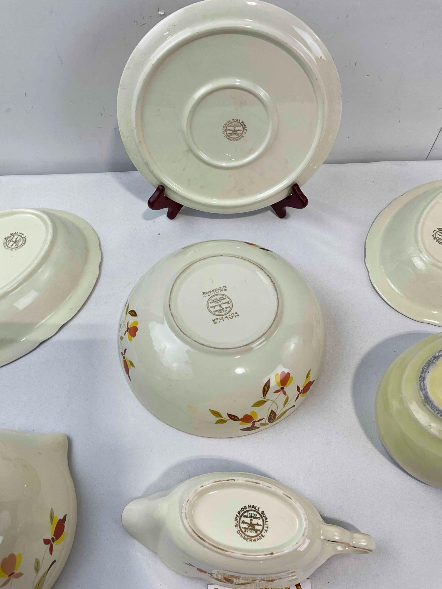 7 pcs Vintage Ceramic Assortment w/ Hall China's Autumn Leaf Pattern, incl. Bowls & More! - 8