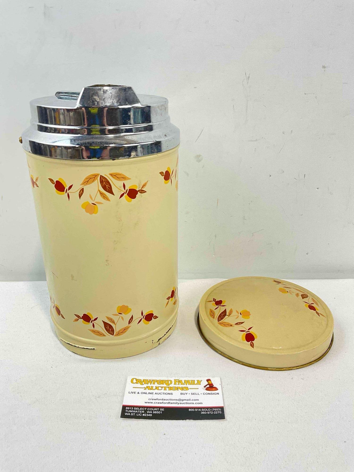 Vintage Metal Wall Mounted Coffee Dispenser w/ Hall China's Autumn Leaf Design. See pics. (1 of 6)