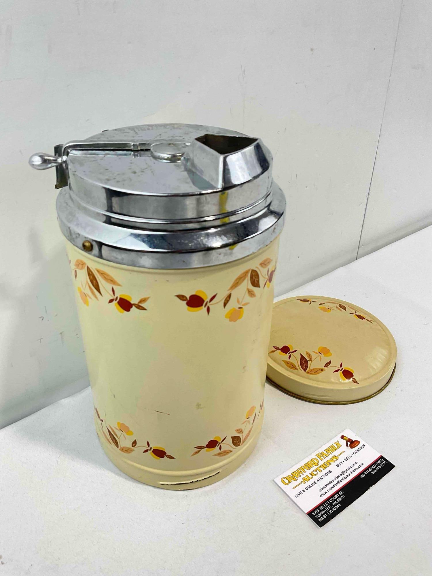 Vintage Metal Wall Mounted Coffee Dispenser w/ Hall China's Autumn Leaf Design. See pics. - 2