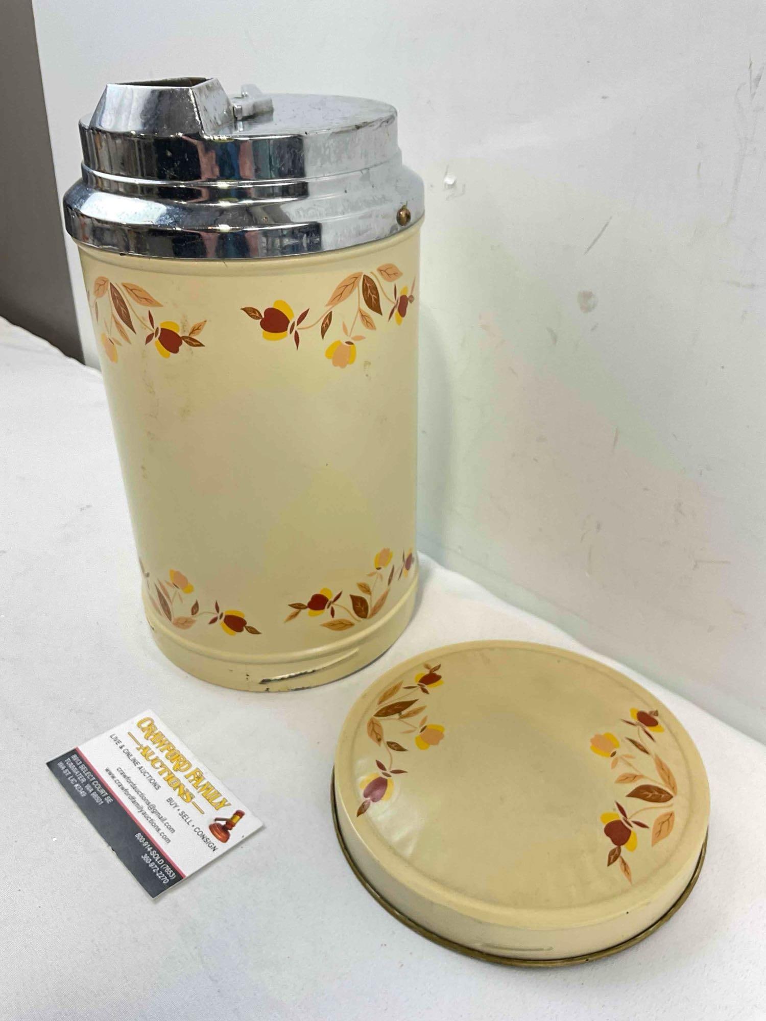 Vintage Metal Wall Mounted Coffee Dispenser w/ Hall China's Autumn Leaf Design. See pics. - 3