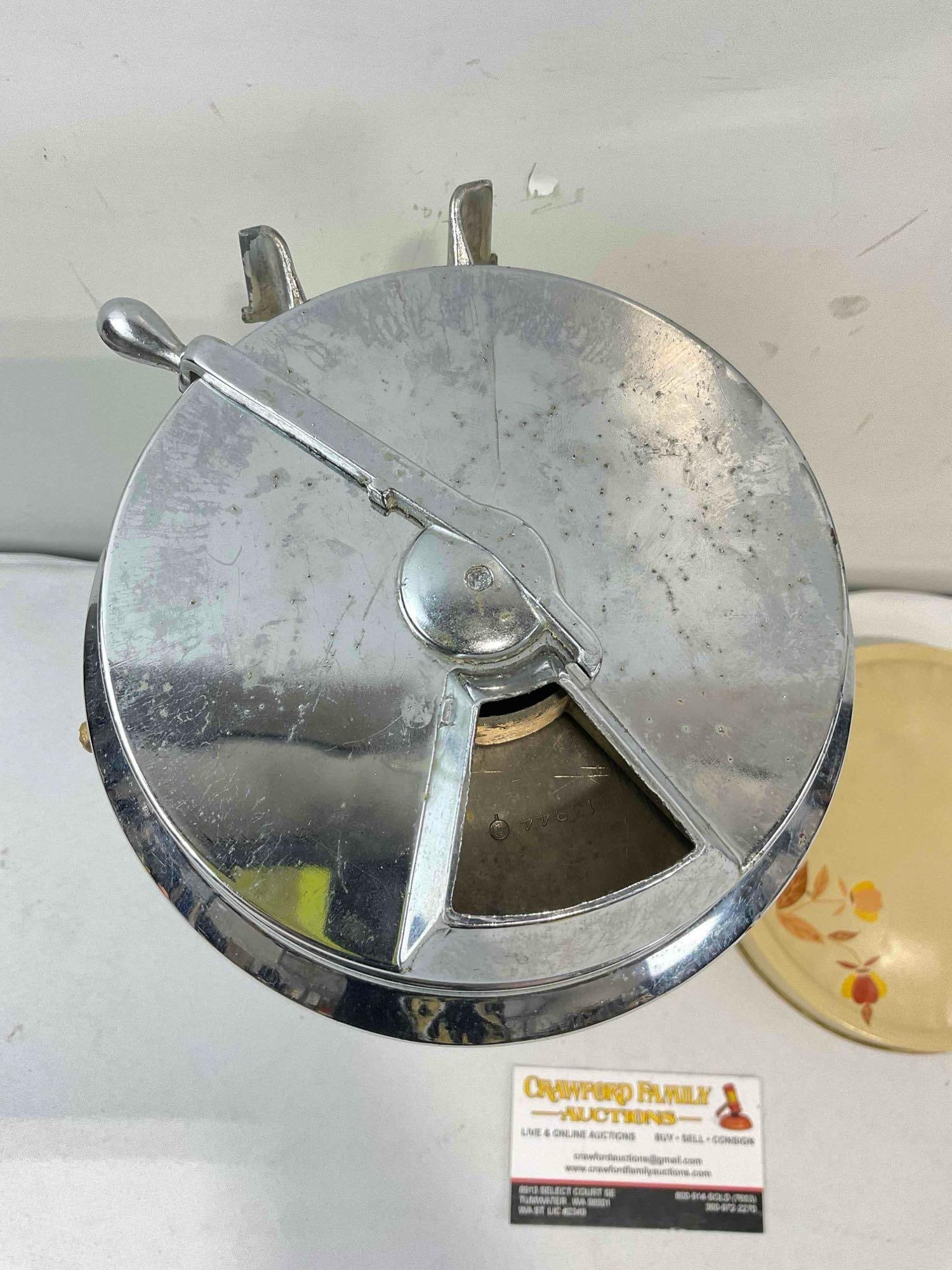 Vintage Metal Wall Mounted Coffee Dispenser w/ Hall China's Autumn Leaf Design. See pics. - 4
