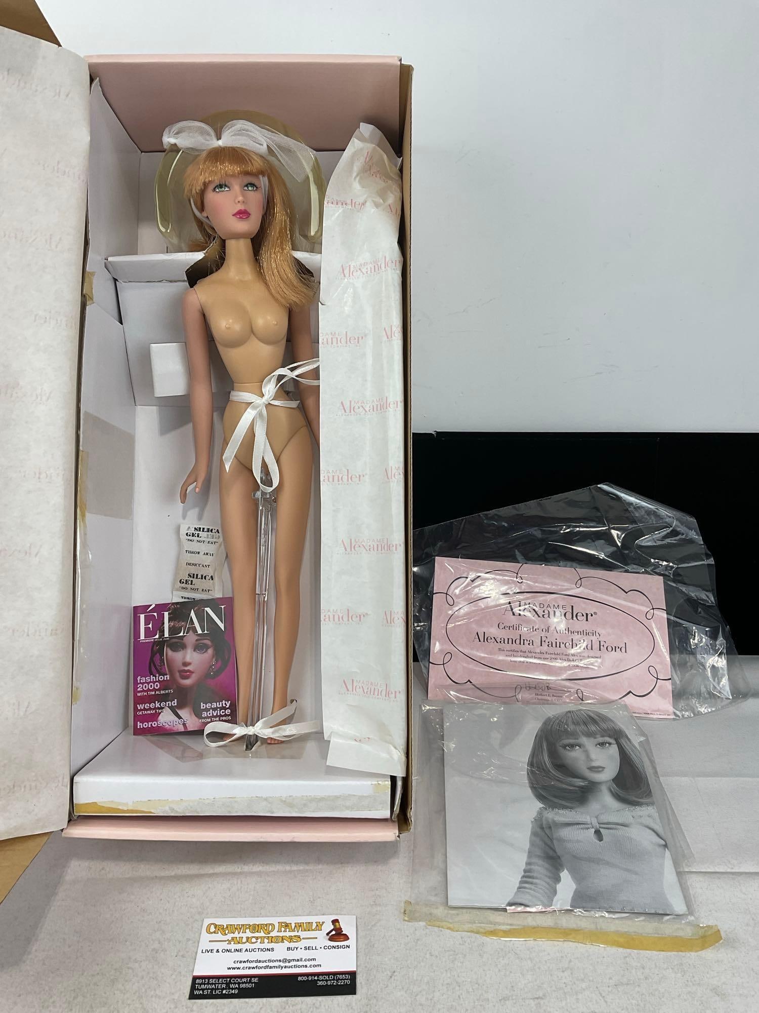 Madame Alexander Alexandra Fairchild Ford Doll, #d 1987/3150, 16 inch tall in original box w/COA: Appears to be in good shape. The piece measures approx 20h x 9w x 6d inches. See pics. E-6160