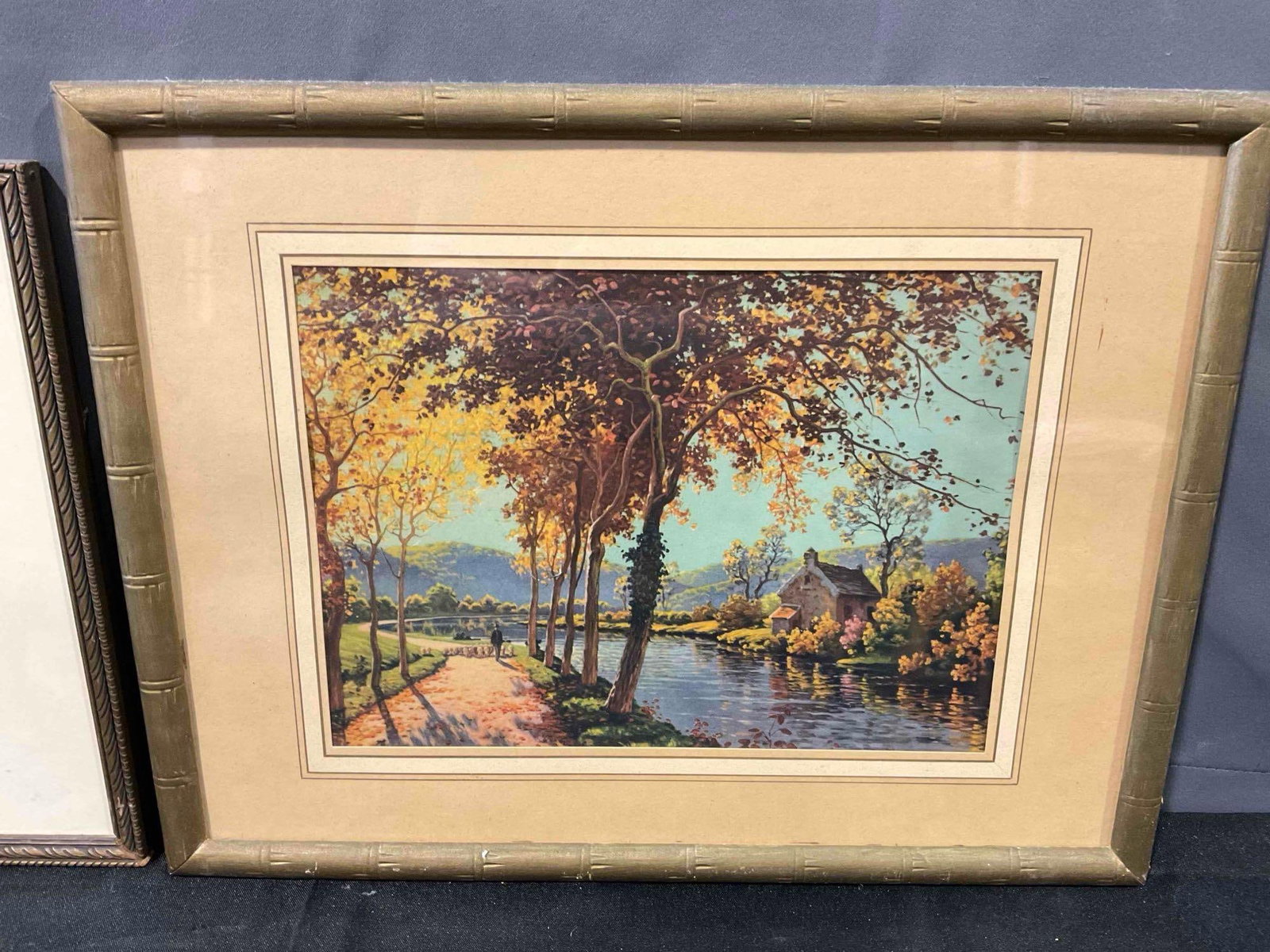 2 pcs Vintage Framed Art Prints, incl. River Scene by Rene Charles Edmond His & More! See pics. - 3