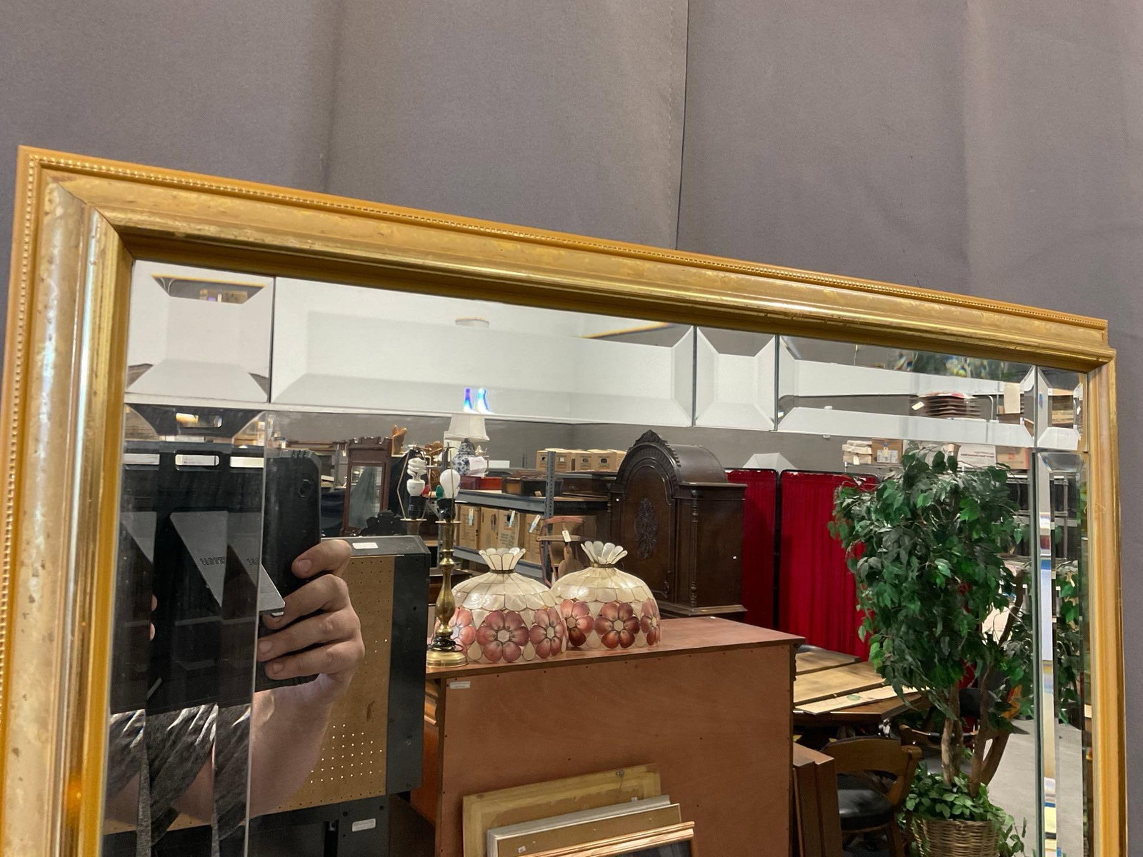 Framed Mirror w/Beveled Accents, Giltwood Frame, 32x25 inches - 2