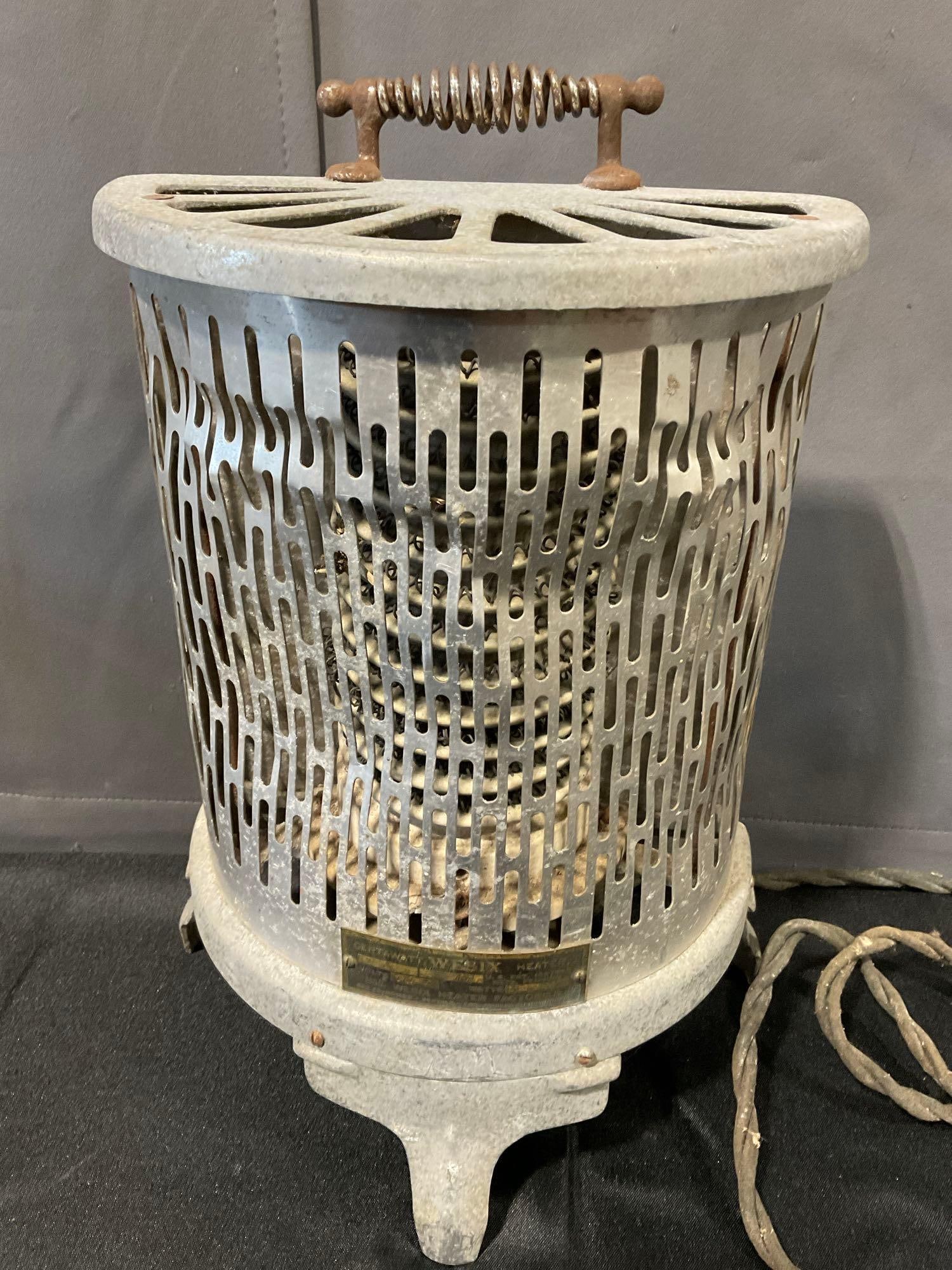 Early 20th Century Centawatt Wesix Heater, untested, sold as is, 17h x 10w x 8d inches: Appears to be in fair to good shape, needs some TLC. The piece measures approx 17h x 10w x 8d inches. See pics. E-6030 *Freight Required if shipped, Buyer Arranged/Responsibility*