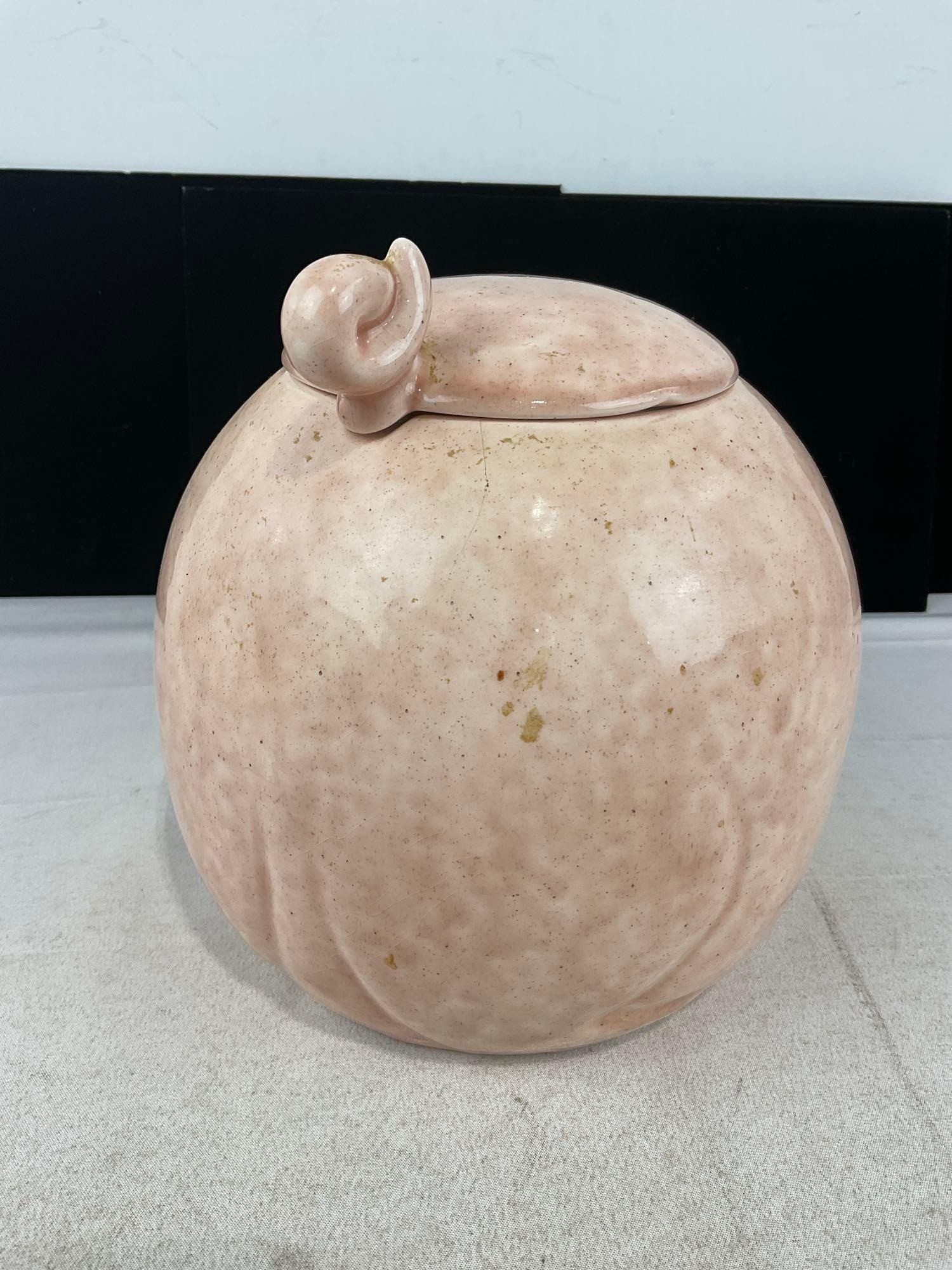 Vintage Ceramic Collectible McCoy Quigley Pig Cookie Jar, Dusty Rose color, 8h x 10w x 8d inches - 4