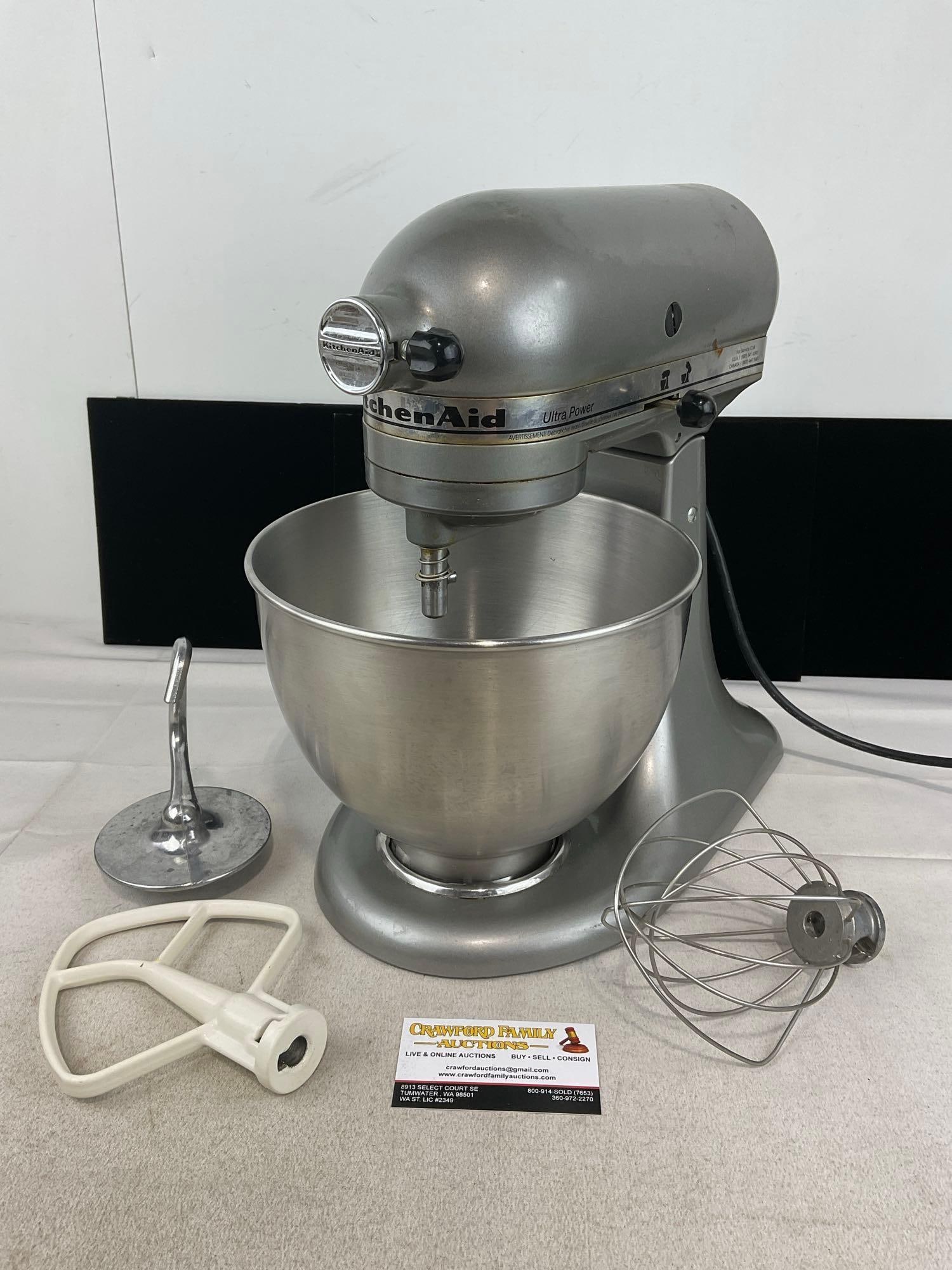 KitchenAid Ultra Power Stand Mixer KSM95CUO, Stainless Steel Finish, tested & working: Appears to be in good shape. The piece measures approx 15h x 14w x 10d inches. See pics. E-6240