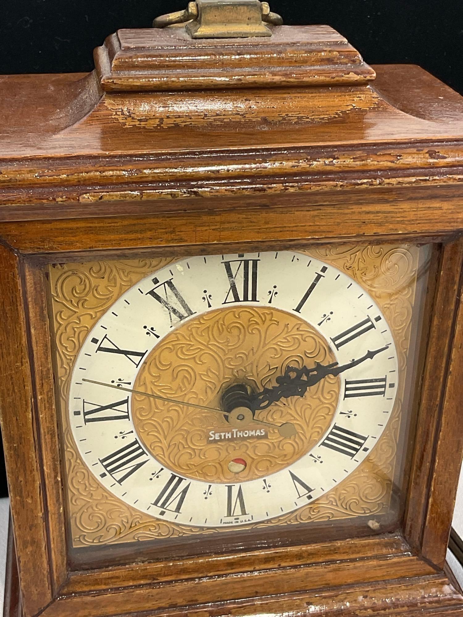 Vintage Seth Thomas Buckingham E018-000, Electric Mantel Clock, 8x7x5 inches - 2