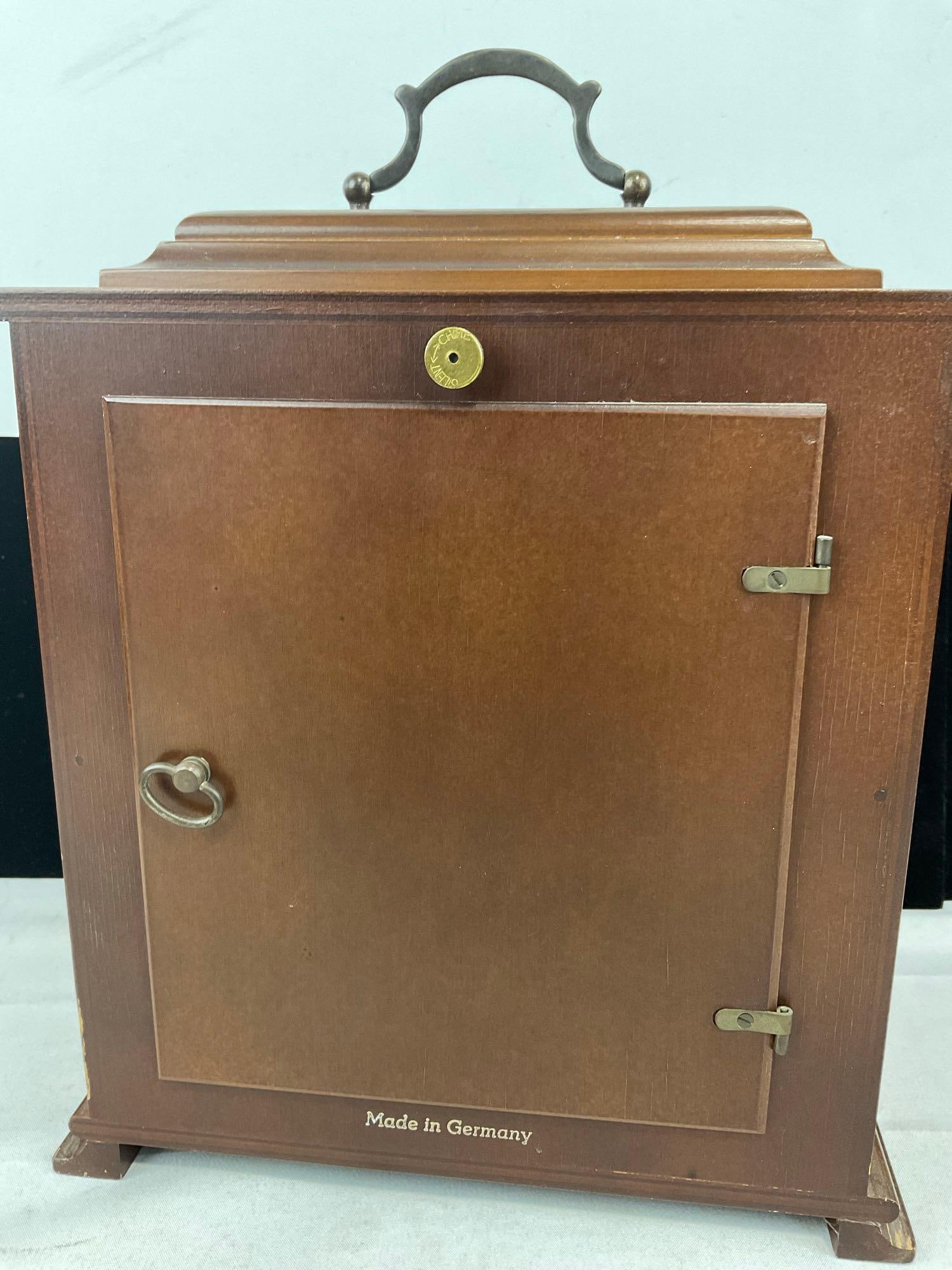 Vintage West German Linden Mantel Clock, Time Strike Chime,12x10x7 inches, wood case - 3