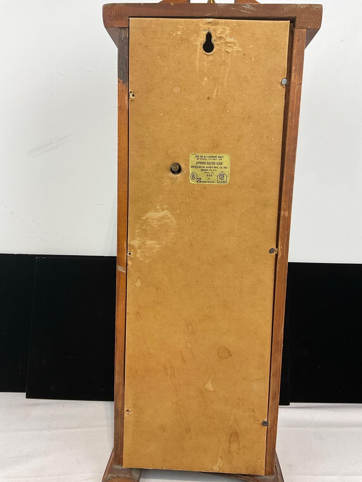 Vintage United Clock Corp. Model 444 Electric Mini Grandfather Clock, 20x8x6 inches - 3