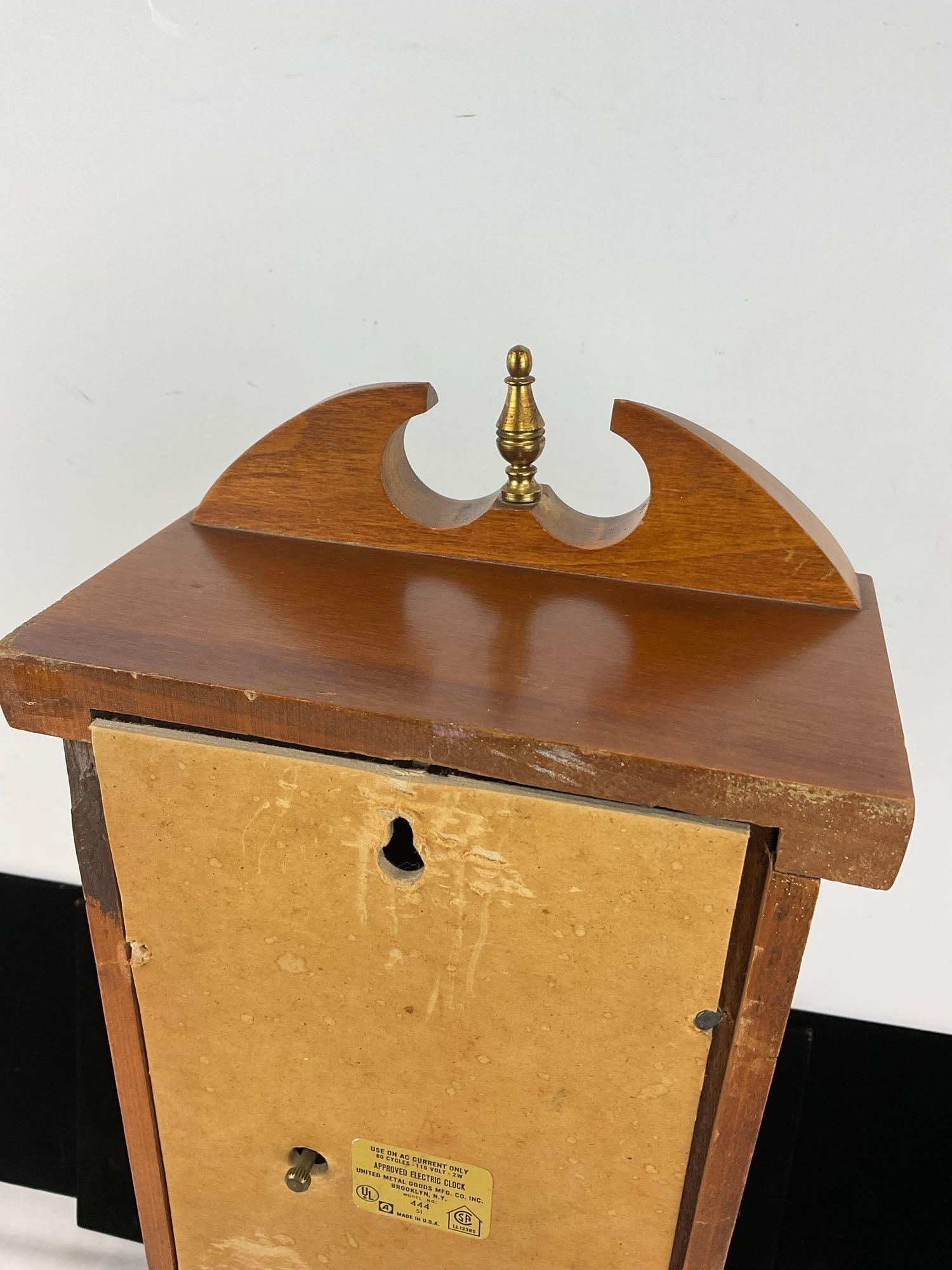 Vintage United Clock Corp. Model 444 Electric Mini Grandfather Clock, 20x8x6 inches - 5