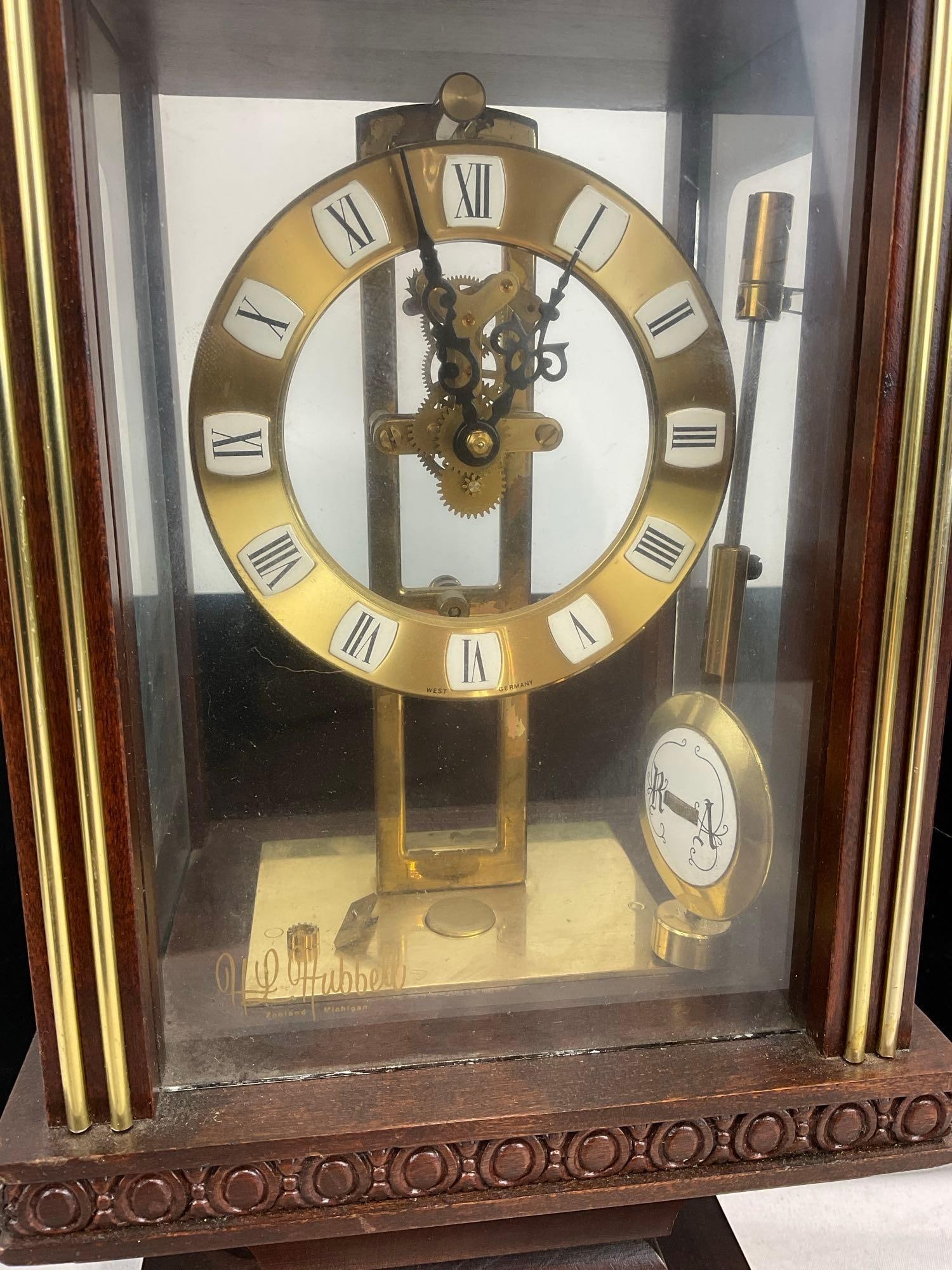 Hermle? German Mantel Skeleton Clock, Needs TLC, 19x8x6 in - 2