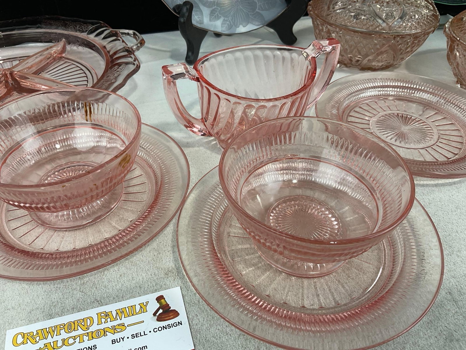 Early 20th Century Pink Depression Glass, in variety of styles, 11 pieces - 2