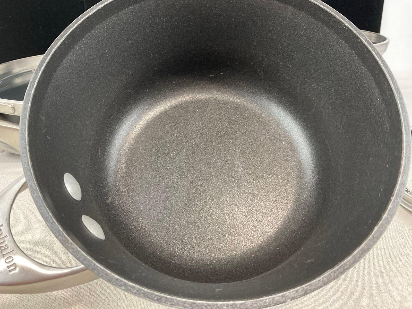 Calphalon Premier 8 inch, & 10 inch Skillet, w/lid, 1.5 Qt & 2.5 Qt Pot w/lids - 7