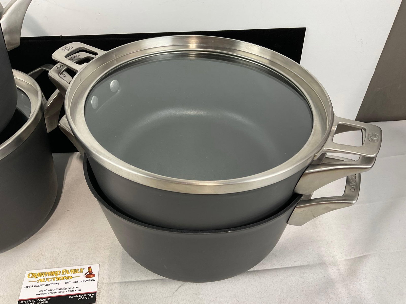 4 Calphalon Premier Cookware, 1.5 Qt & 2 Qt? Saucepans, 3.5 & 4.5 Qt Pot w/2 lids - 2