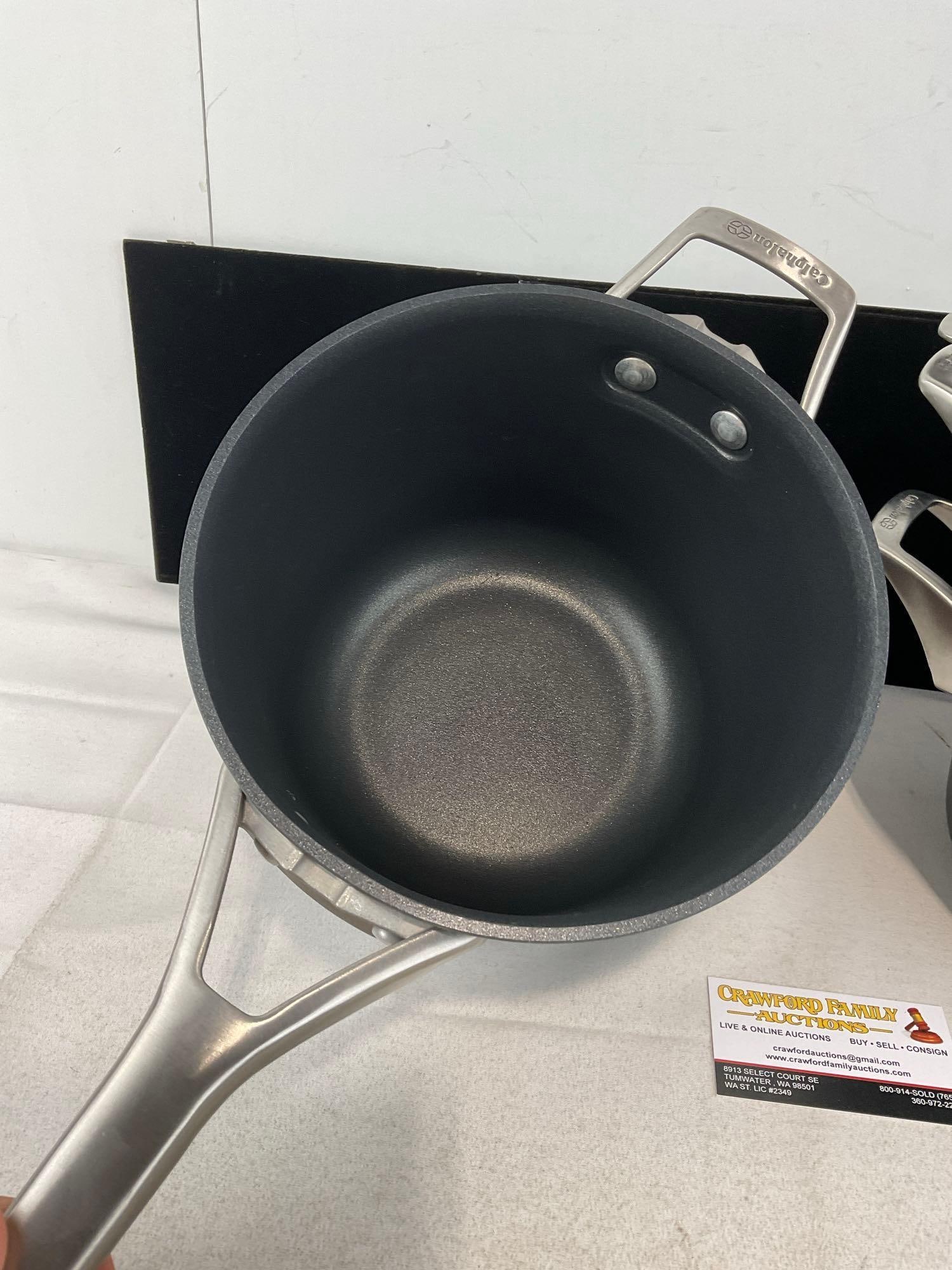 4 Calphalon Premier Cookware, 1.5 Qt & 2 Qt? Saucepans, 3.5 & 4.5 Qt Pot w/2 lids - 5