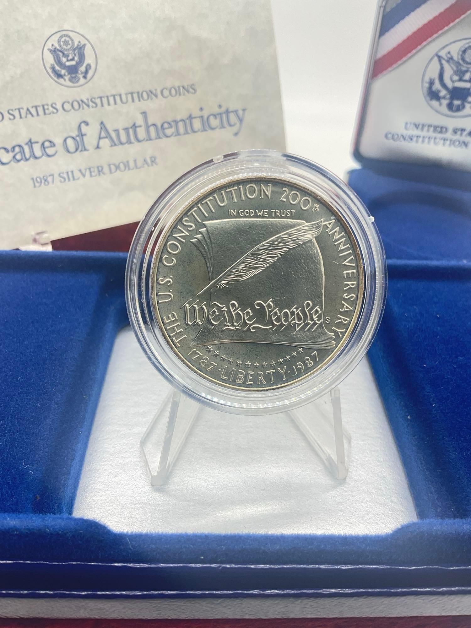1987 US Constiution Proof Silver Dollar W/ COA & OG presntation box/ US mint Release - 2