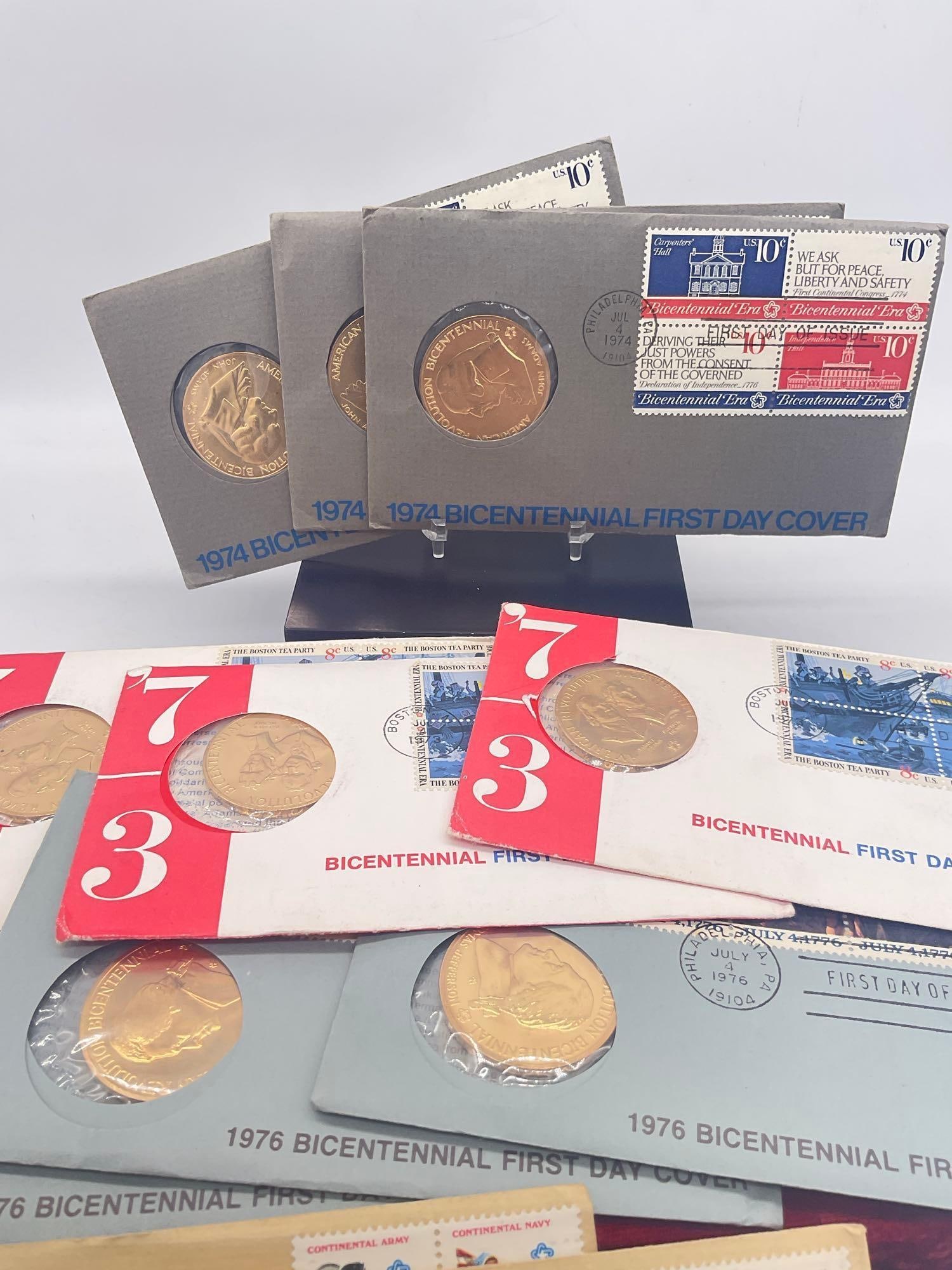 12 x US mint Bicentennial GP Bronze Medal first day covers 1974,75,& 76 - 3
