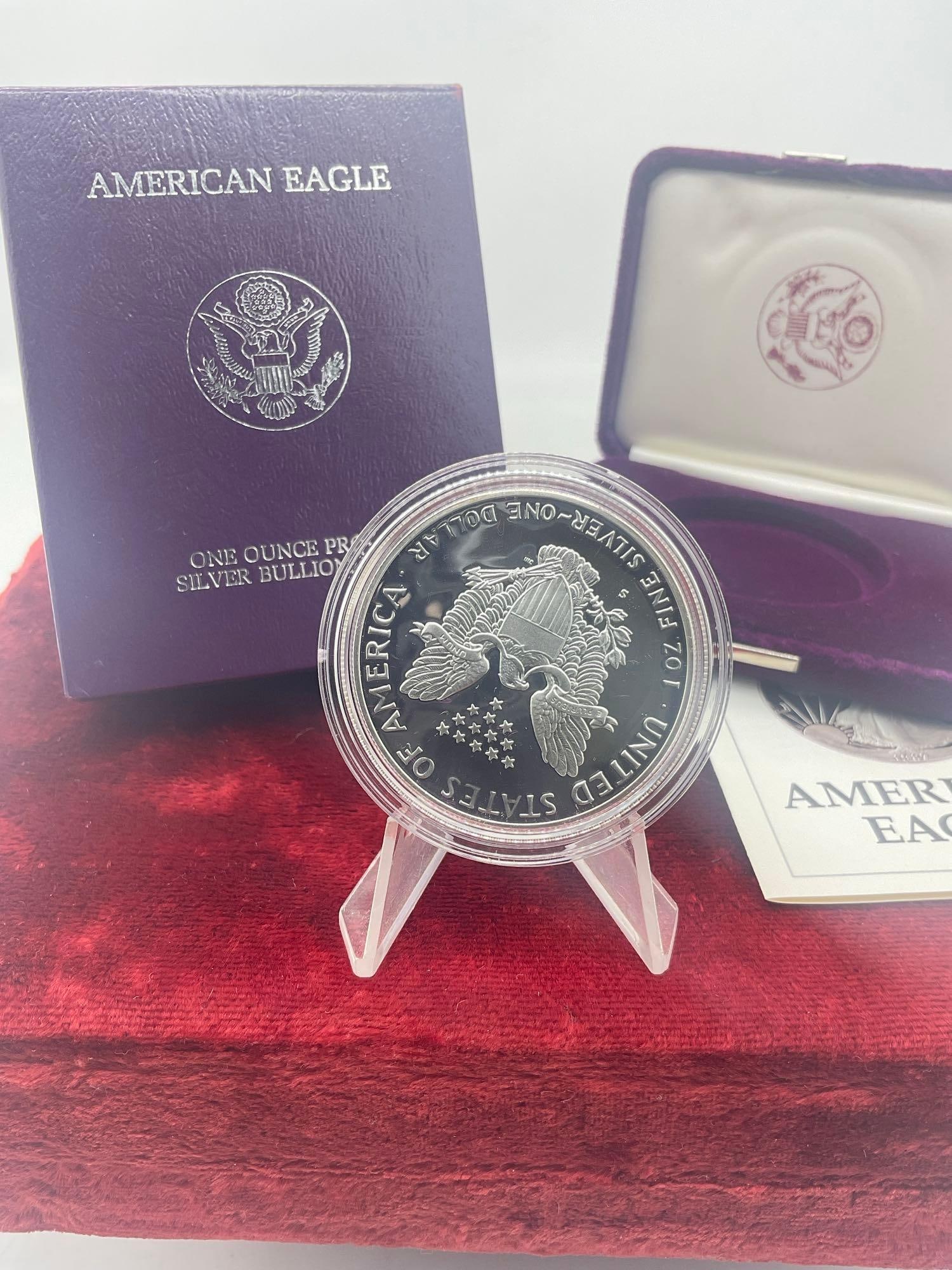 1987 Proof Silver American Eagle W/coa & OG Presentation box 1 OZ .999 silver - 4