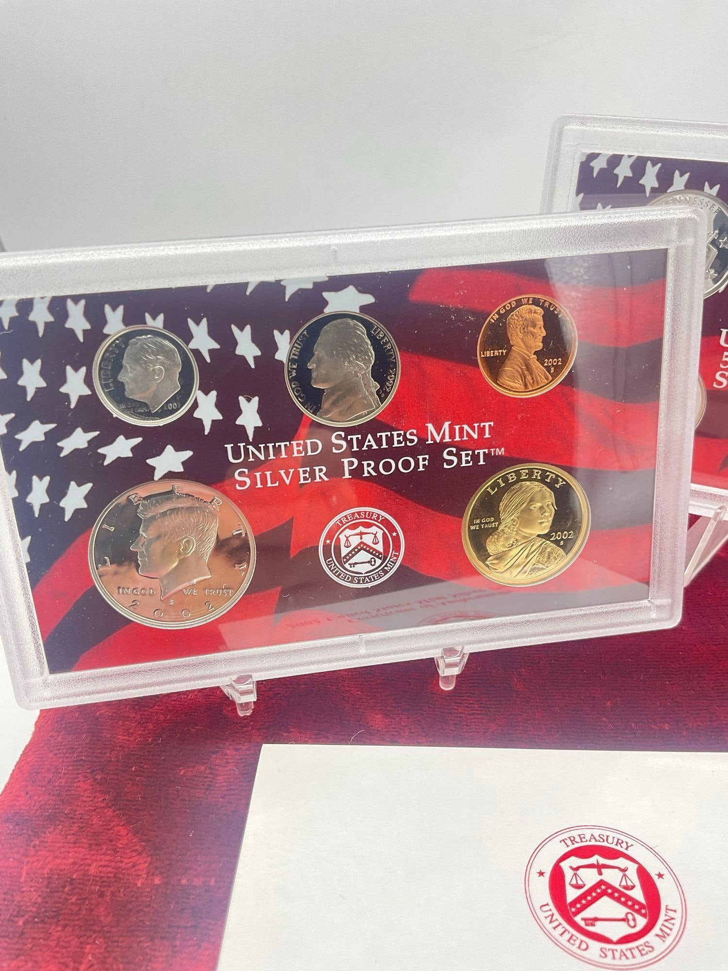 2002 US mint Silver 10 coin Silver Proof set Includes State quaters - 2