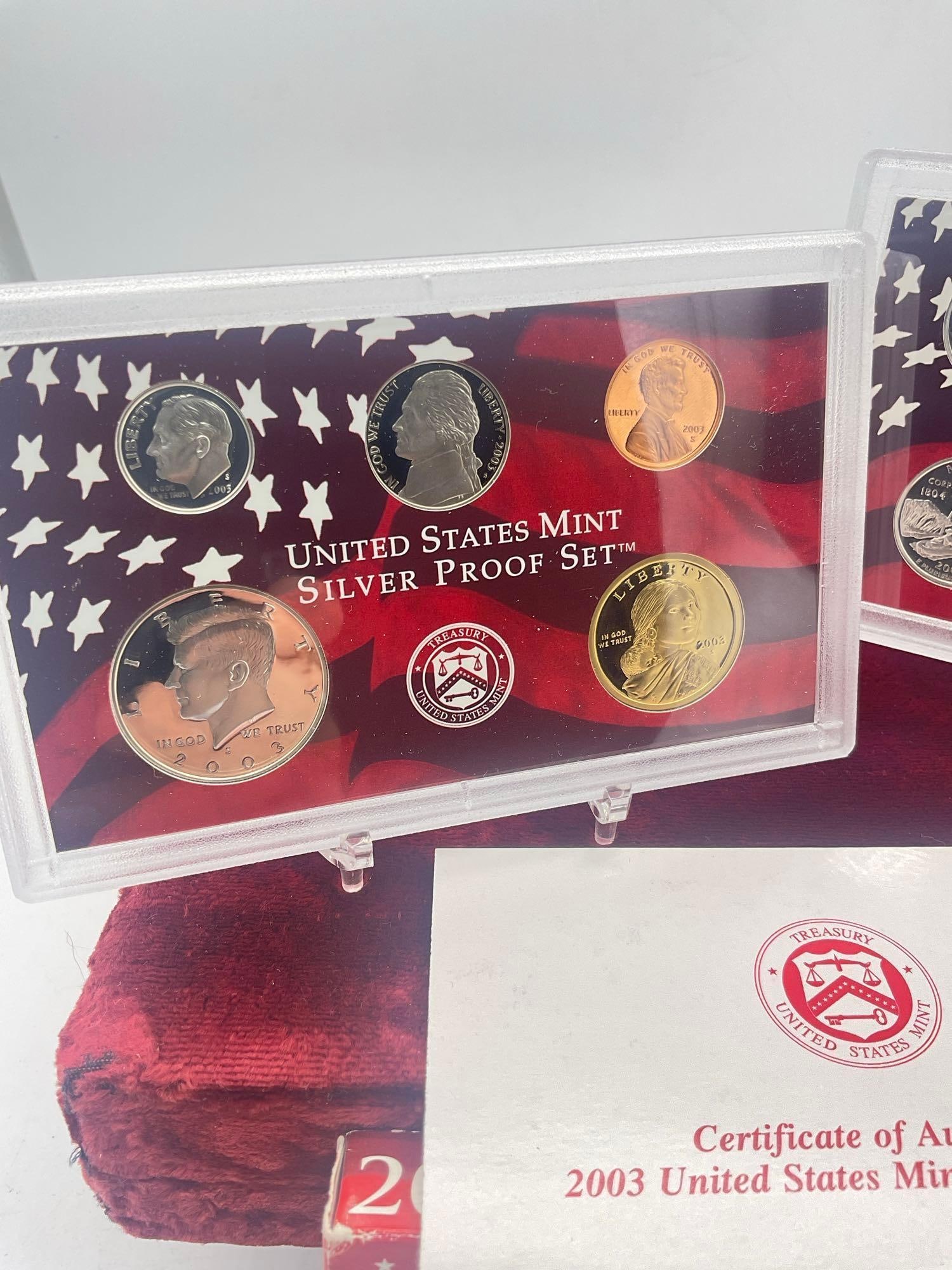 2003 US mint Silver 10 coin Silver Proof set Includes State quaters - 2
