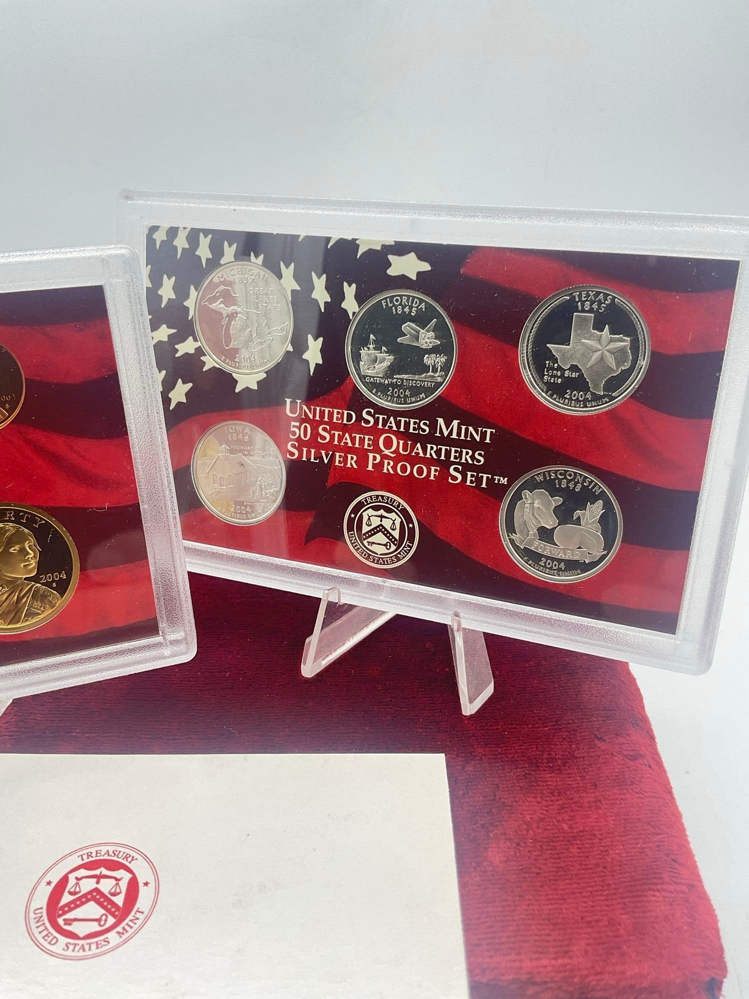 2004 US mint Silver 10 coin Silver Proof set Includes State quaters - 3
