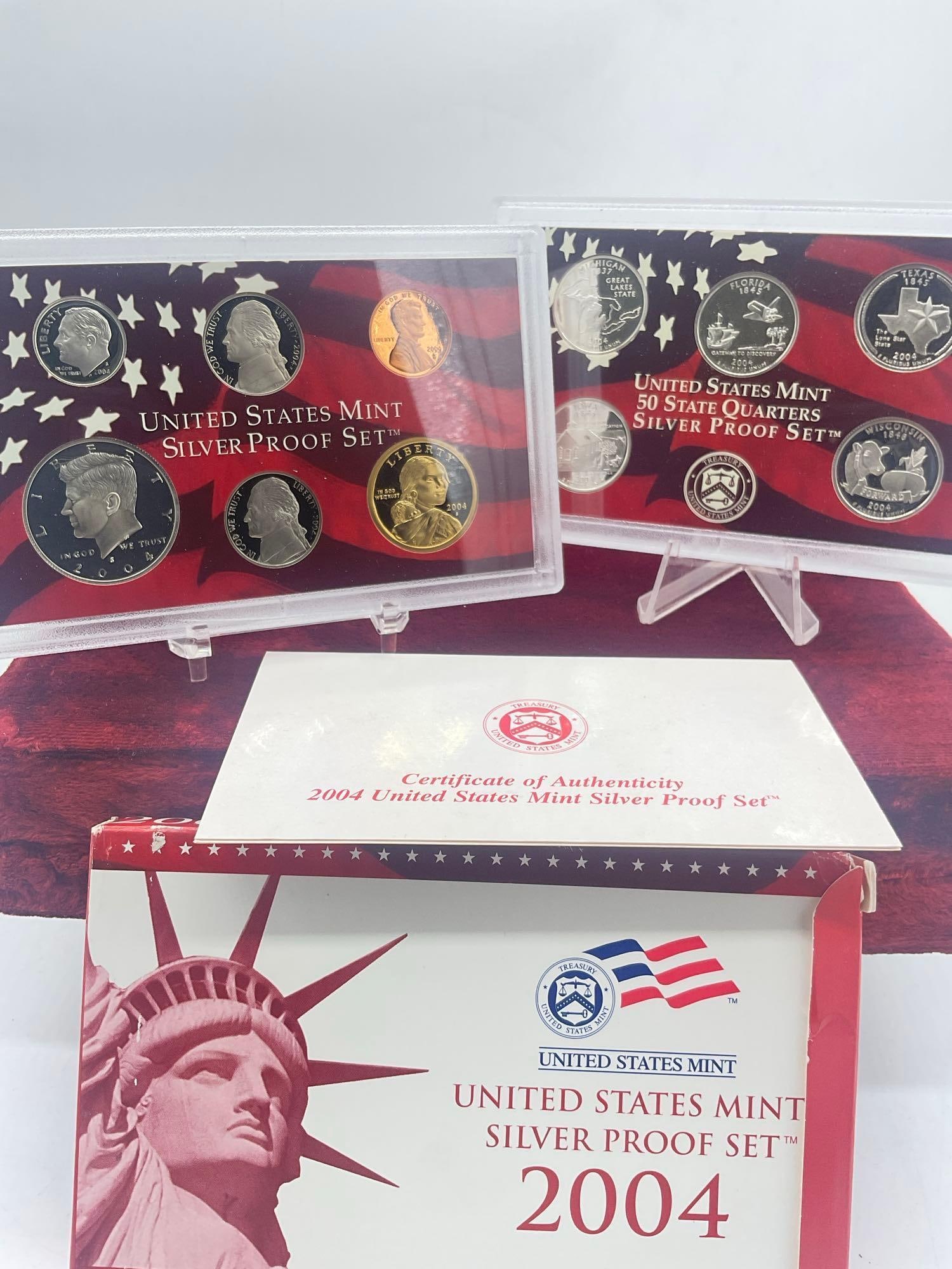 2004 US mint Silver 10 coin Silver Proof set Includes State quaters - 4