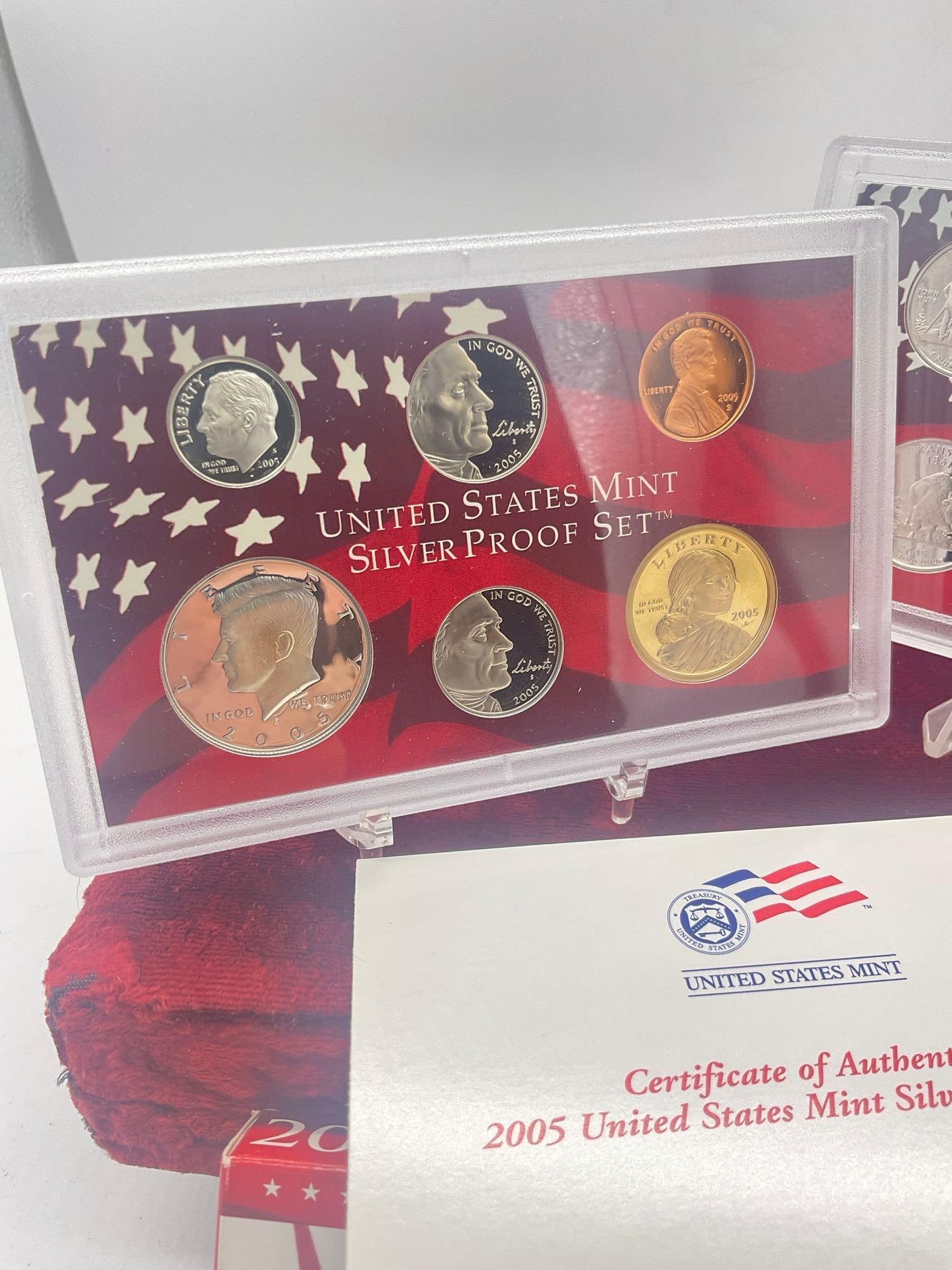 2005 US mint Silver 10 coin Silver Proof set Includes State quaters - 2
