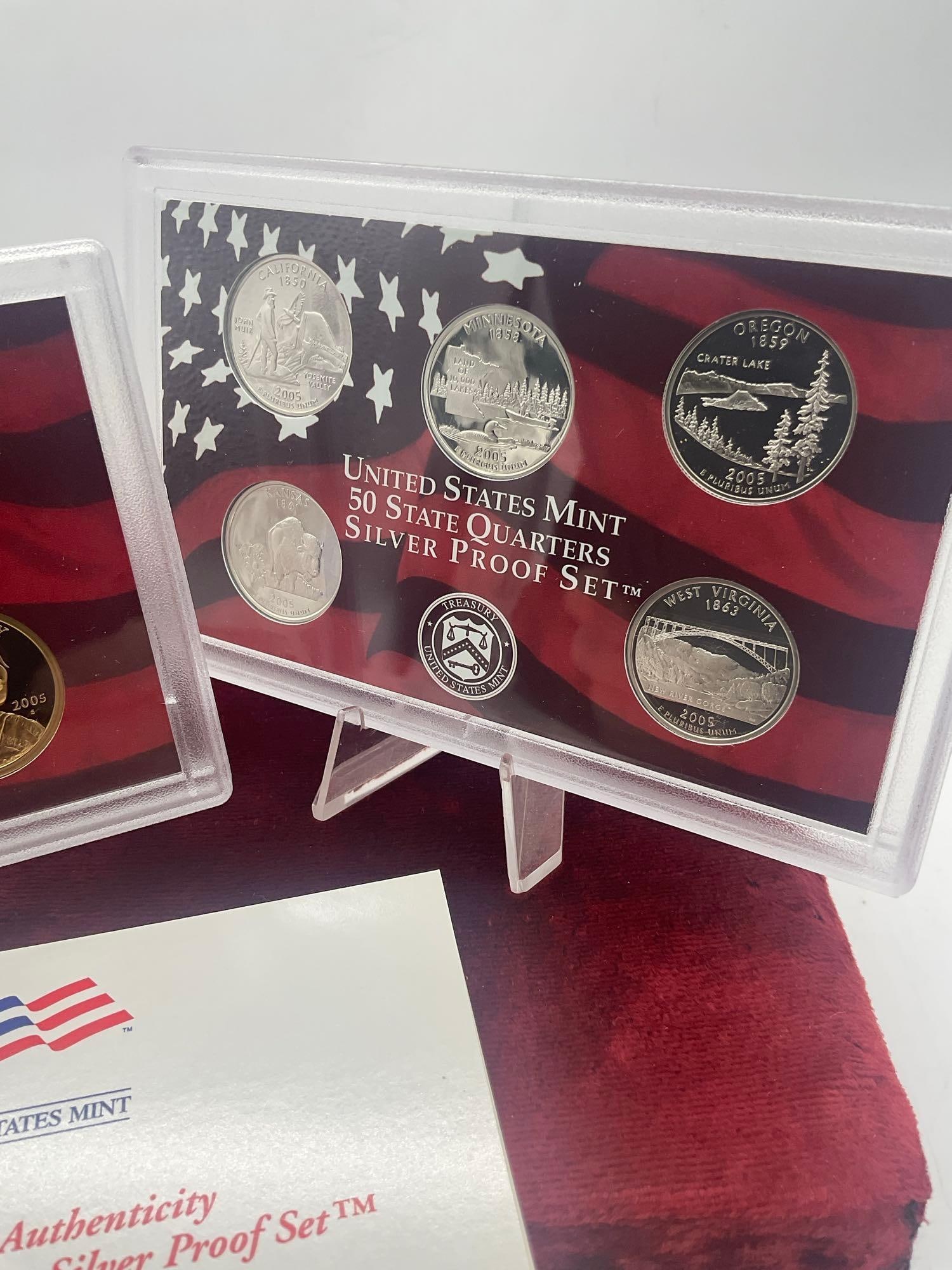 2005 US mint Silver 10 coin Silver Proof set Includes State quaters - 3