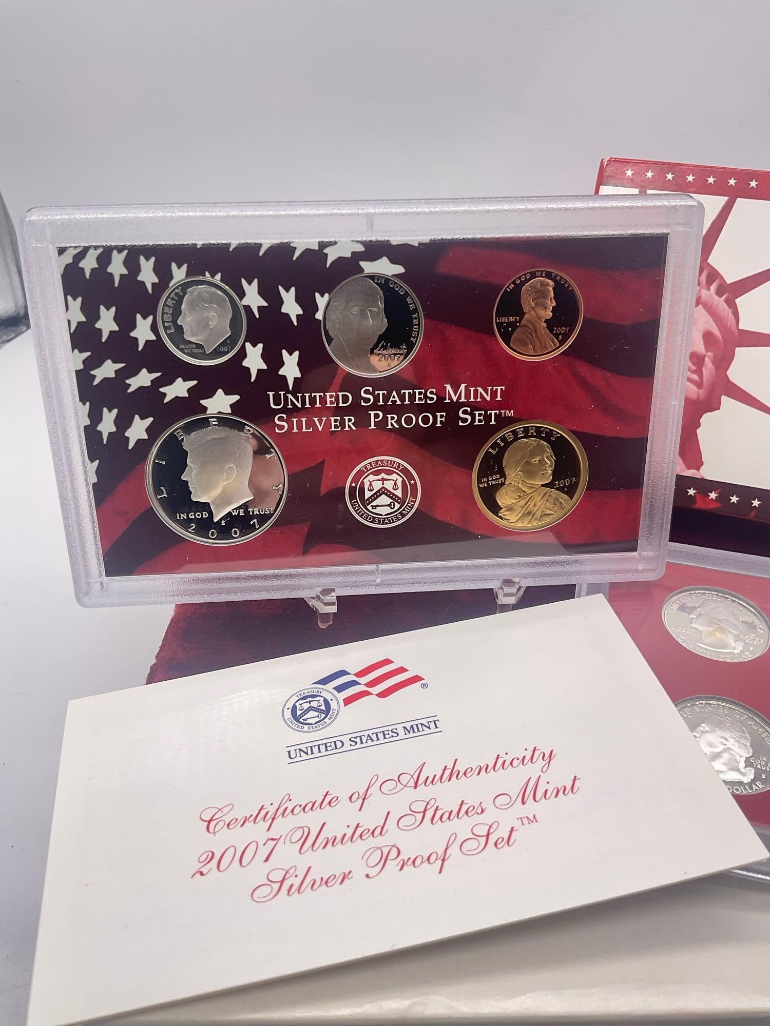 2007 US mint Silver 14 coin Silver Proof set Includes State quaters & 4 presidential coins - 3