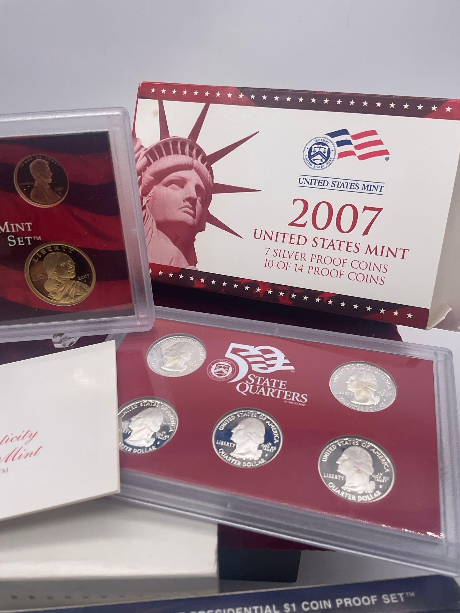 2007 US mint Silver 14 coin Silver Proof set Includes State quaters & 4 presidential coins - 4
