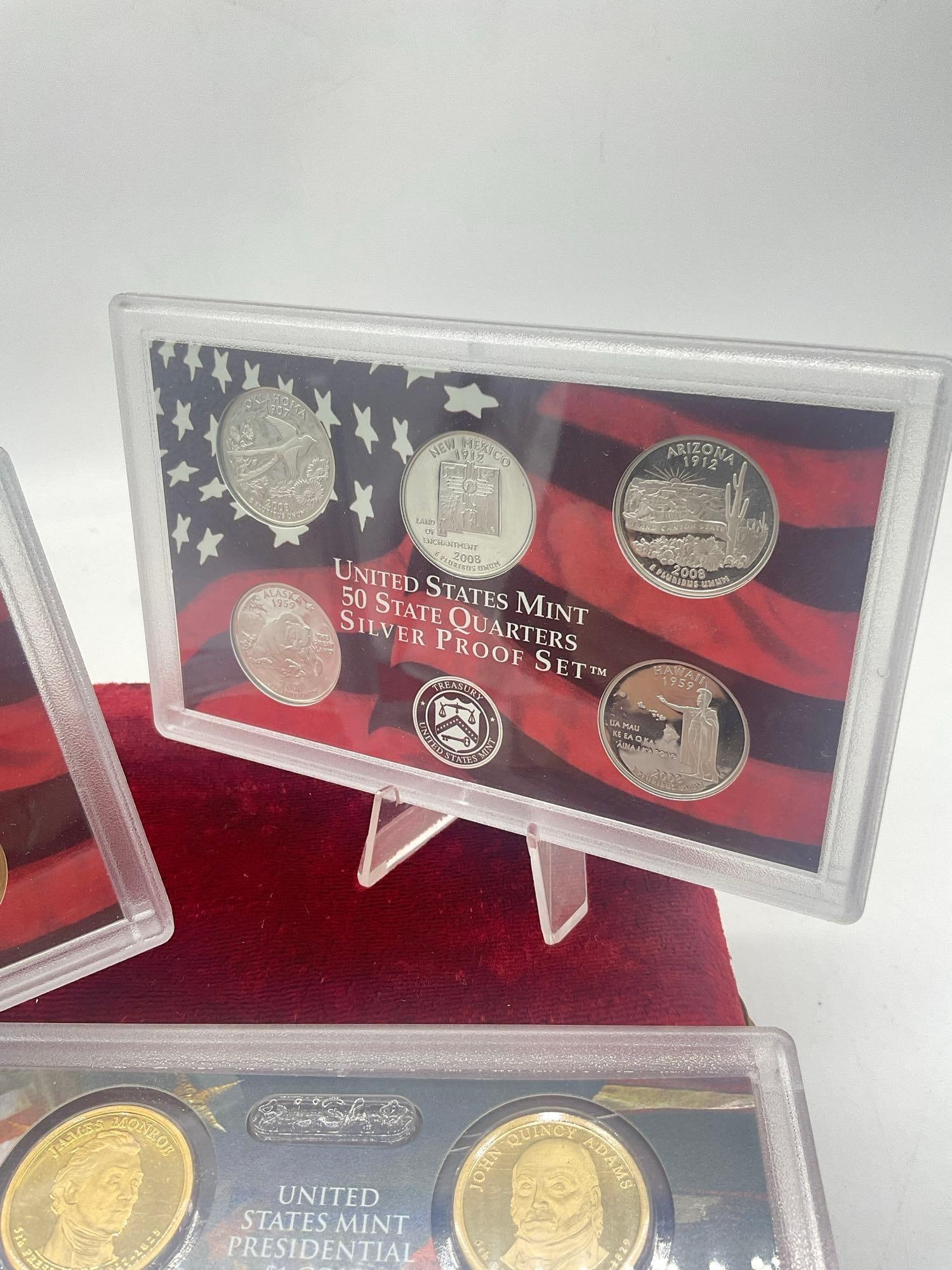 2008 US mint Silver 14 coin Silver Proof set Includes State quaters & 4 presidential coins - 3