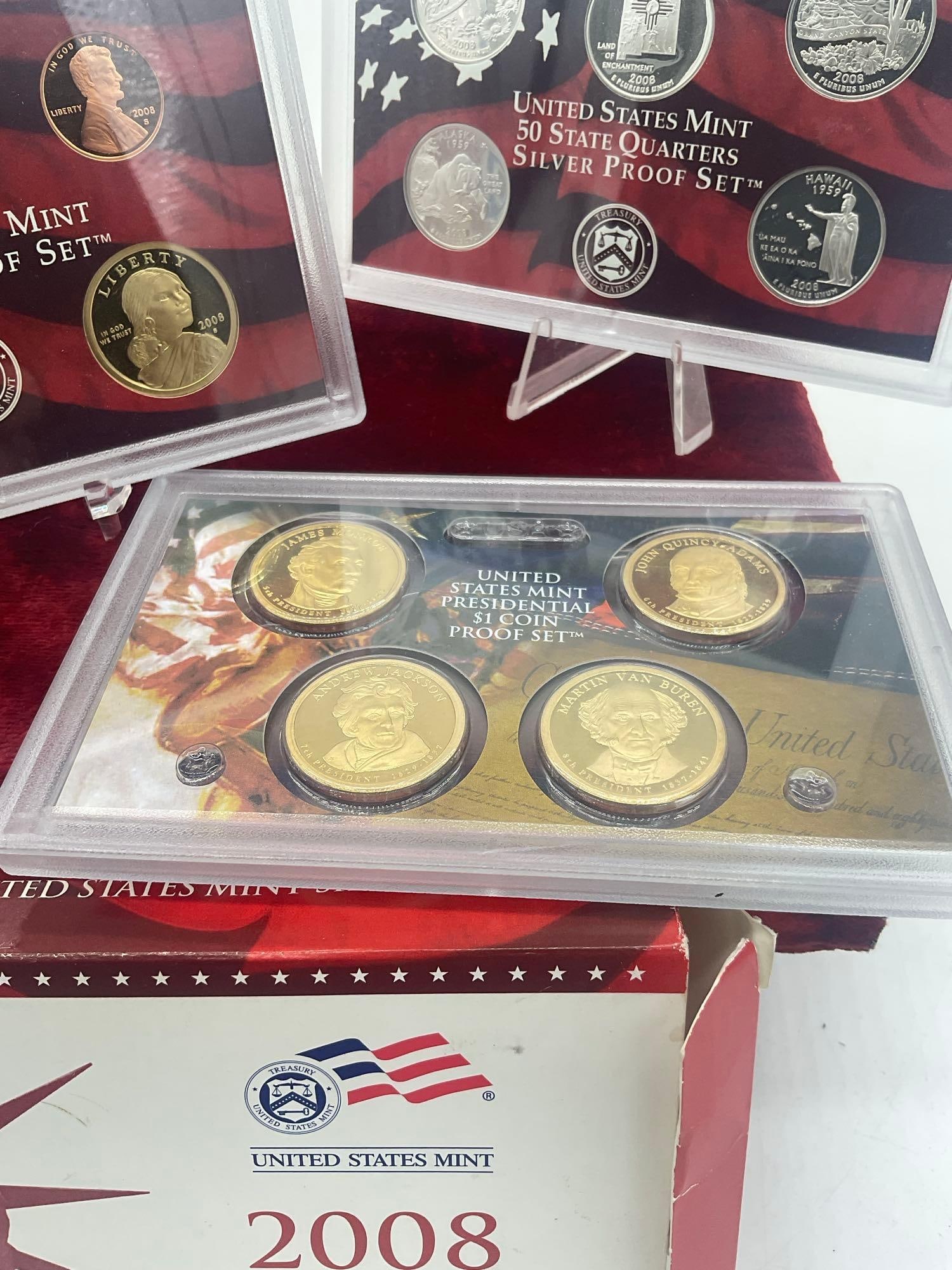 2008 US mint Silver 14 coin Silver Proof set Includes State quaters & 4 presidential coins - 4