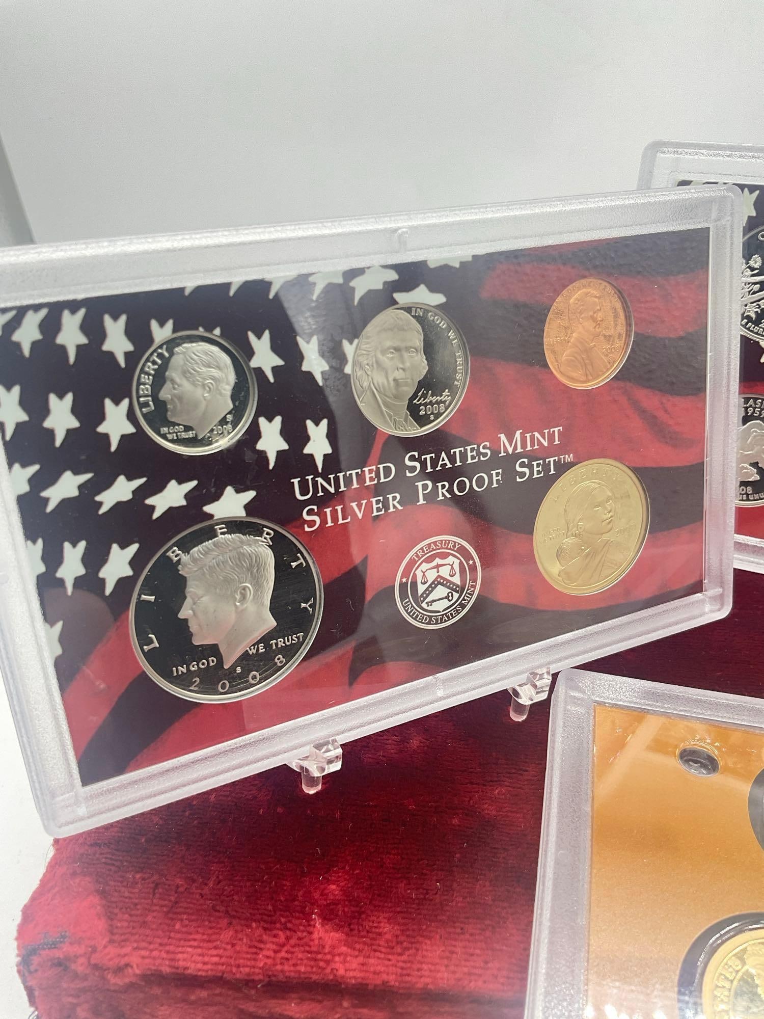 2008 US mint Silver 14 coin Silver Proof set Includes State quaters & 4 presidential coins - 2