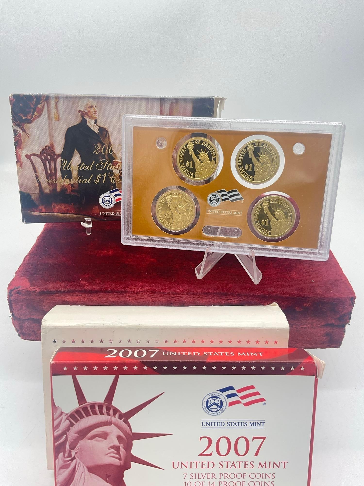 2007 US mint Silver 14 coin Silver Proof set Includes State quaters & 4 presidential coins - 2