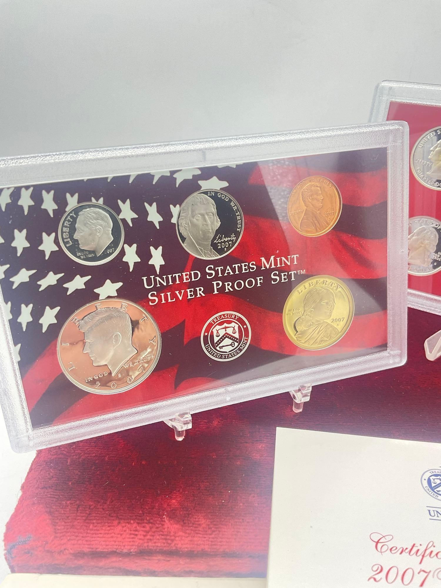 2007 US mint Silver 14 coin Silver Proof set Includes State quaters & 4 presidential coins - 5