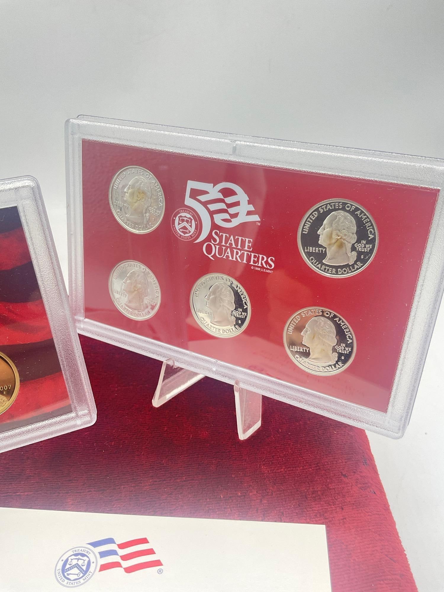 2007 US mint Silver 14 coin Silver Proof set Includes State quaters & 4 presidential coins - 6