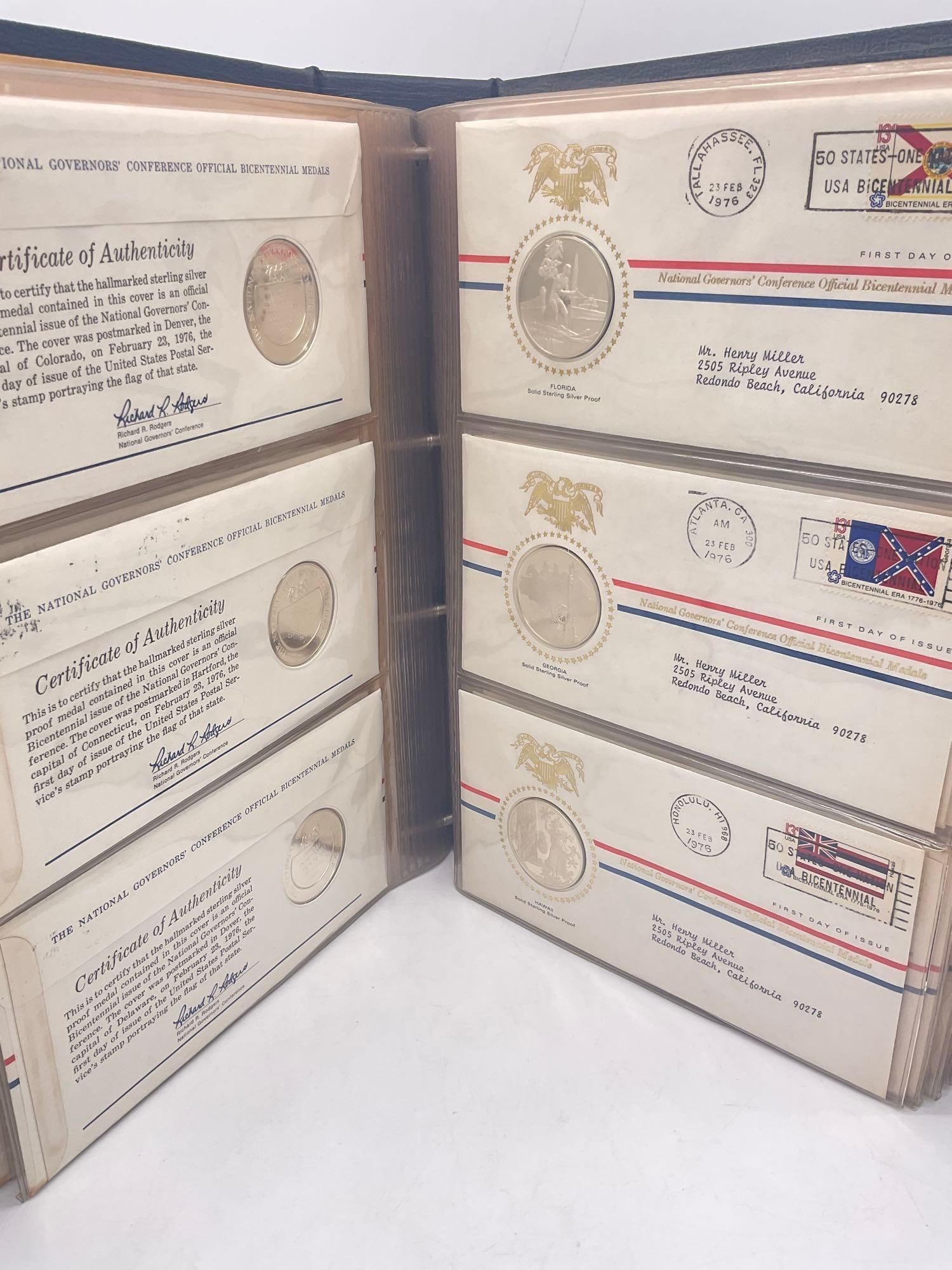 Very Rare The National Governor's Conferenece Bicentennial Franklin Mint Sterling Silver 50 Coin ... - 7