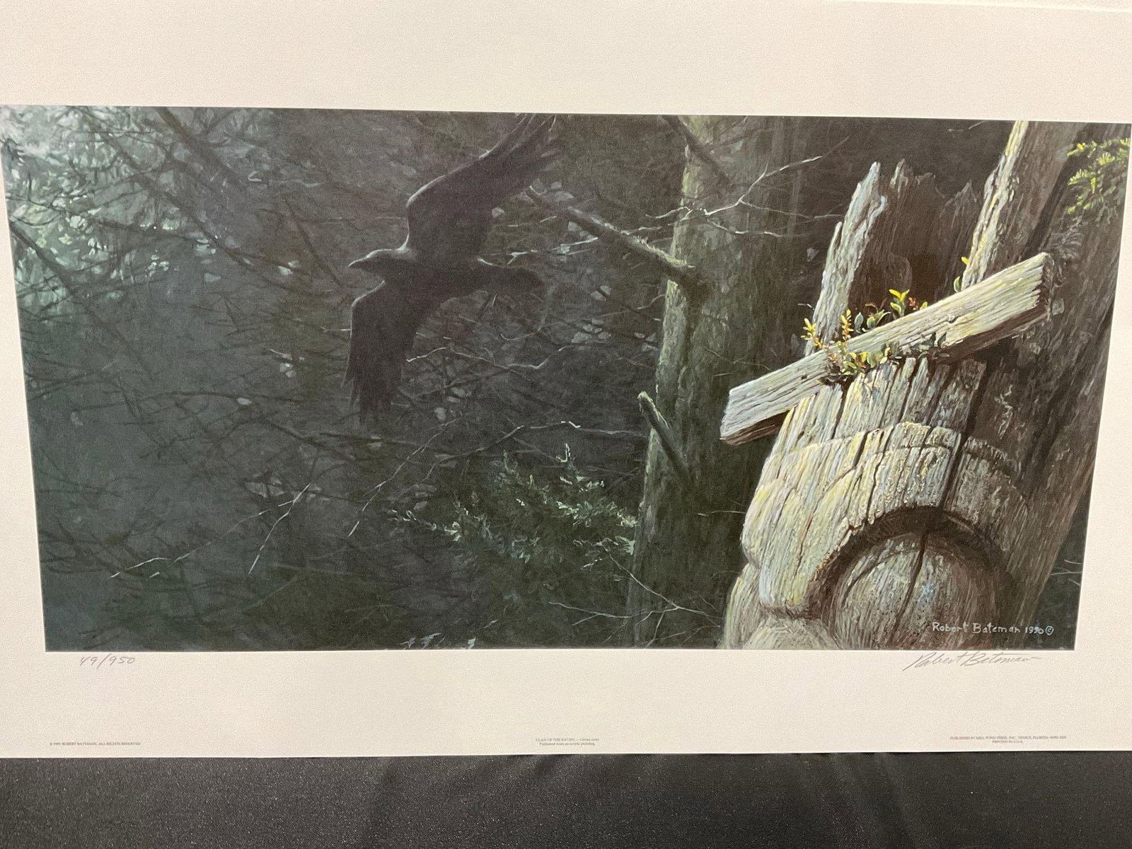 Unframed Signed & #d 49/950 Lithograph titled Clan of the Raven, by Robert Bateman, 18x29 inch w/... - 2