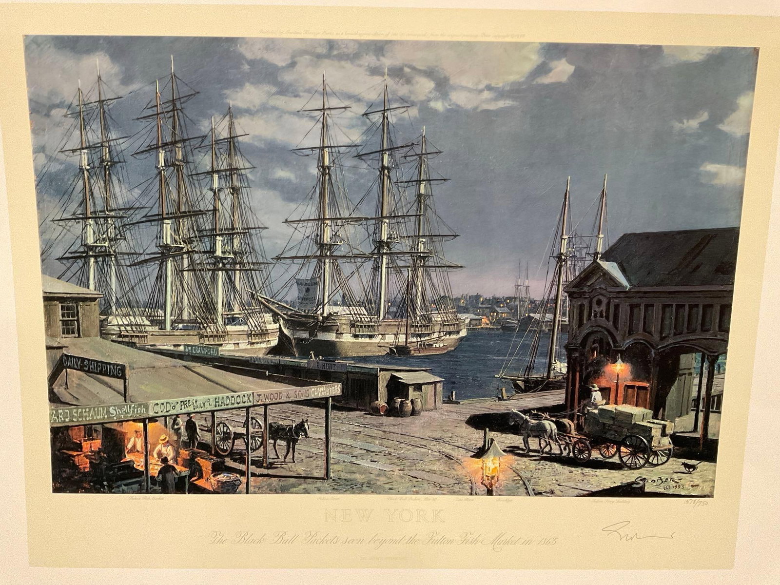 Unframed Signed & #d 518/750 Lithograph New York by John Stobart, 20x25 in - 3