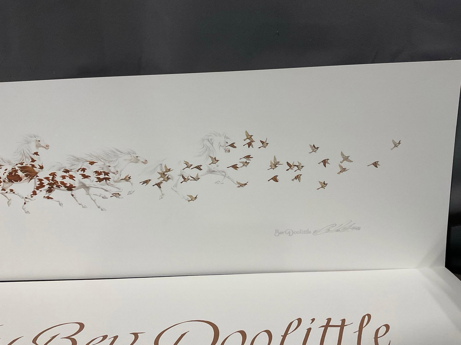 Unframed Signed & #d 25244/57500 Lithograph titled When The Wind Had Wings by Bev Doolittle 11x51... - 4